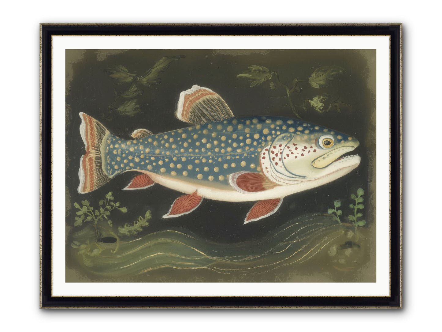 Freshwater Fairy Framed Print - Black & Gold 48x36