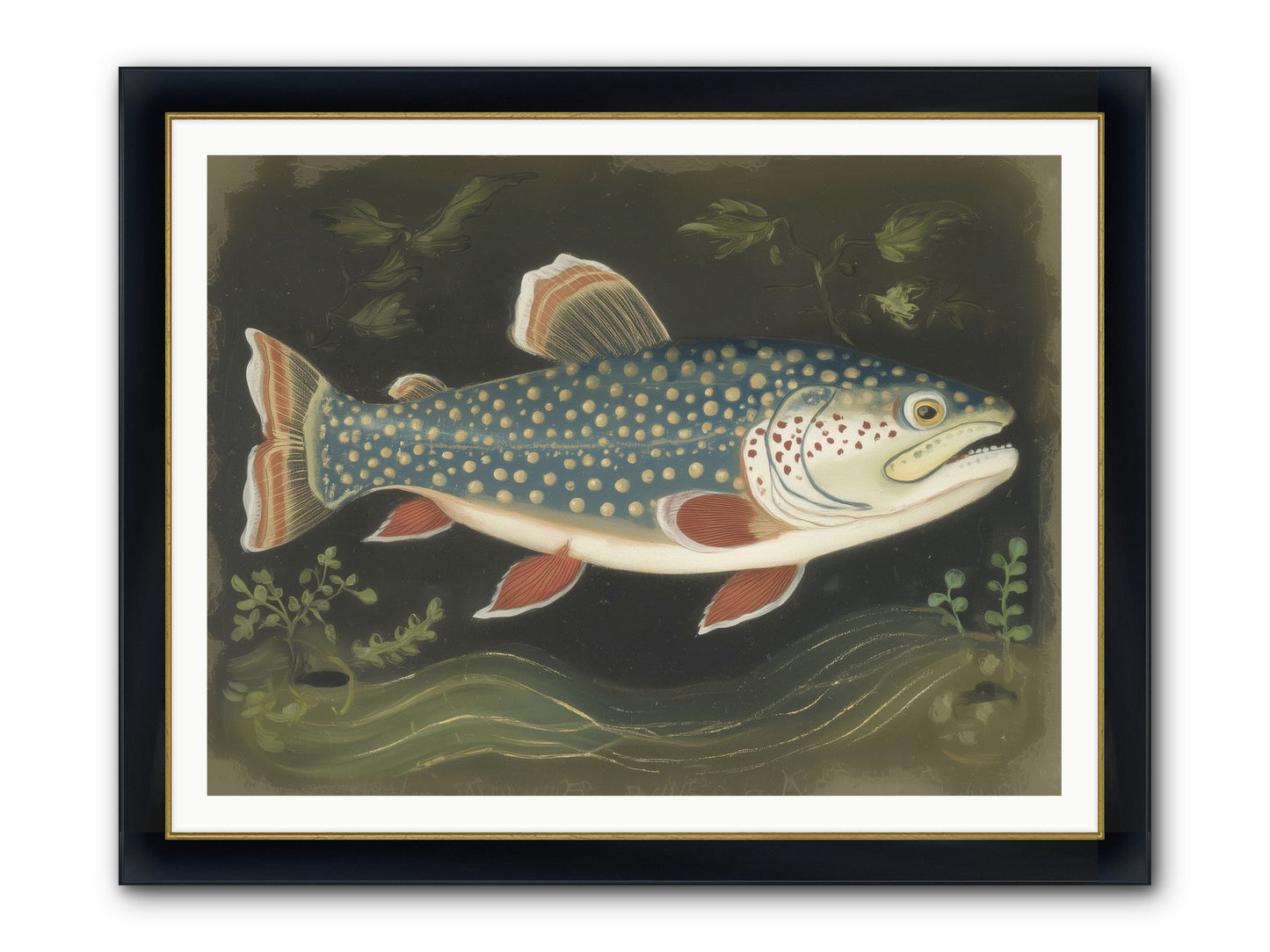 Freshwater Fairy Framed Print - Wide Black w/Gold 48x36