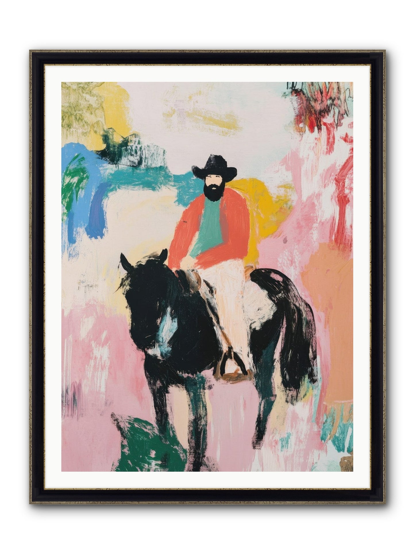 Frontier Fury Framed Print - Black & Gold 36x48