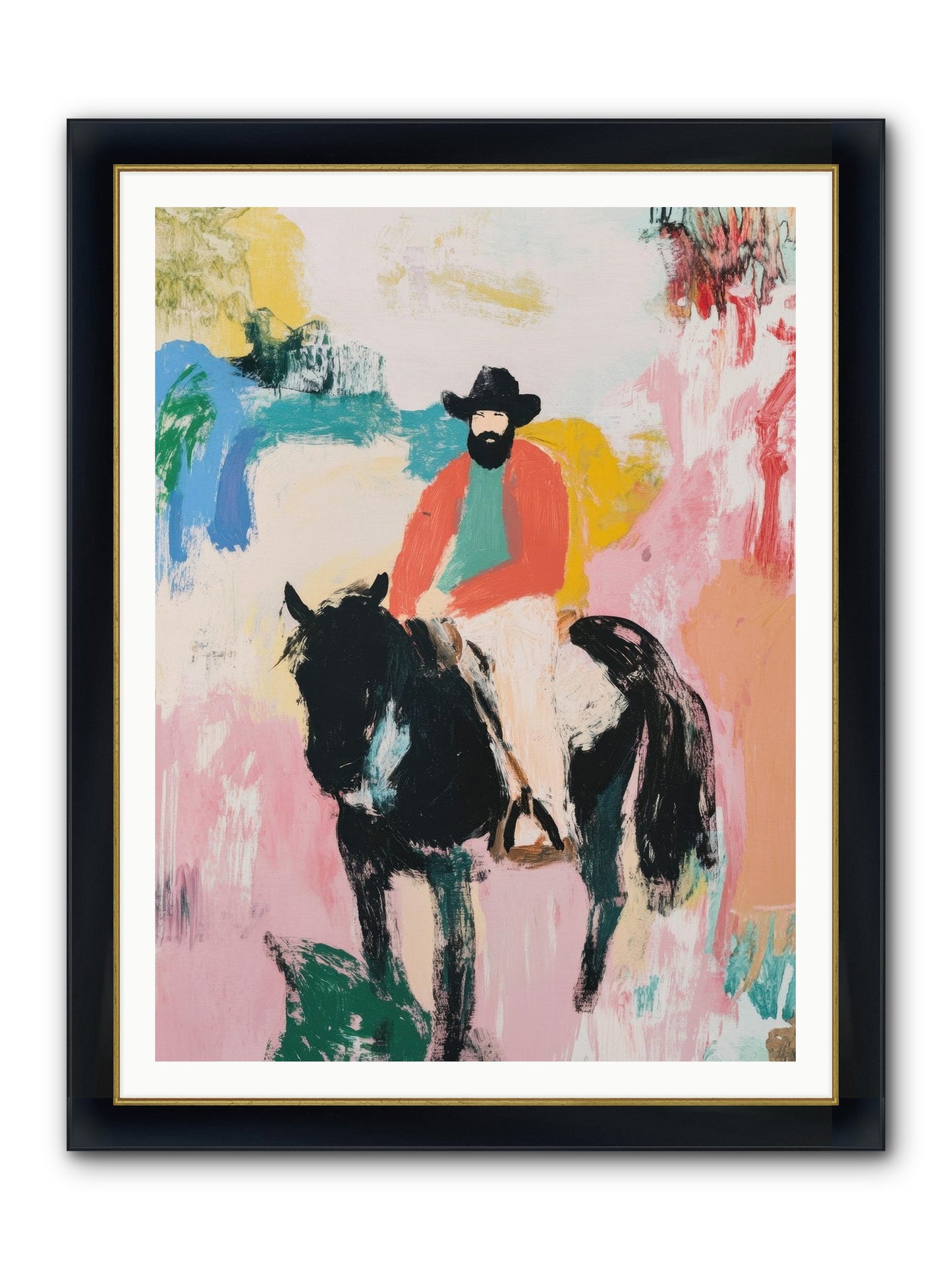 Frontier Fury Framed Print - Wide Black w/Gold 36x48