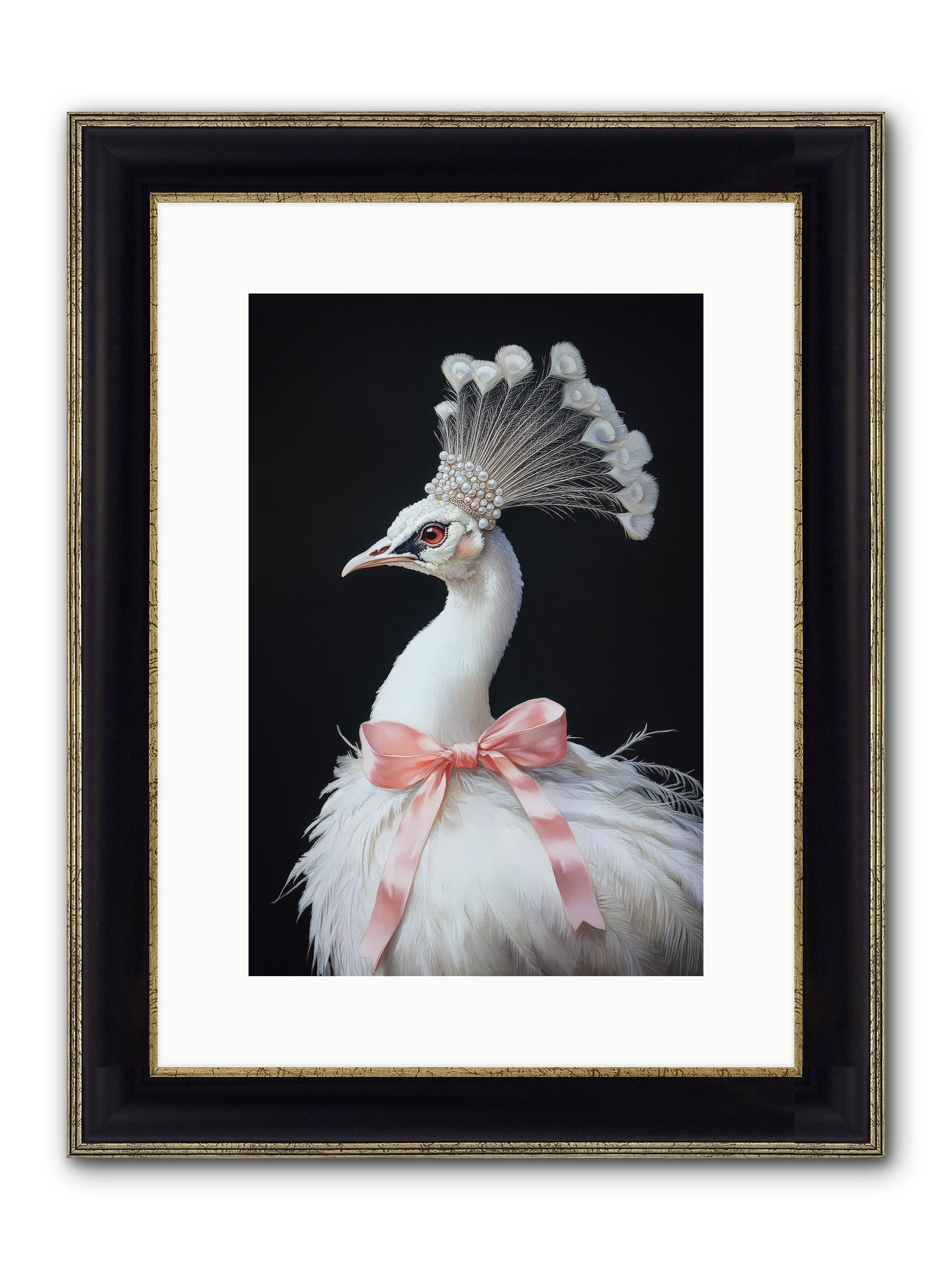 Frost Feathered Majesty Framed Print - Black & Gold 10x15