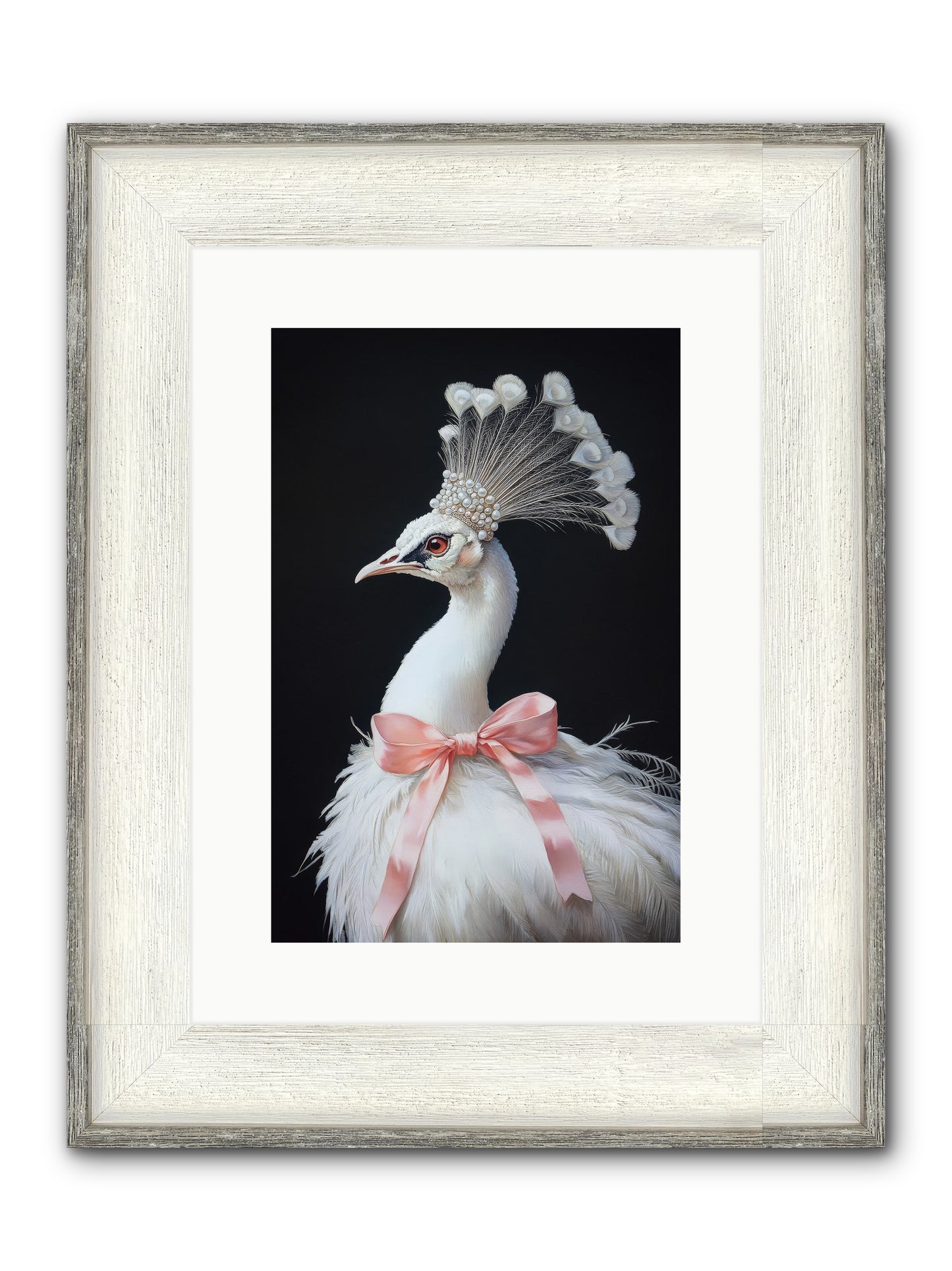 Frost Feathered Majesty Framed Print - Driftwood White 10x15