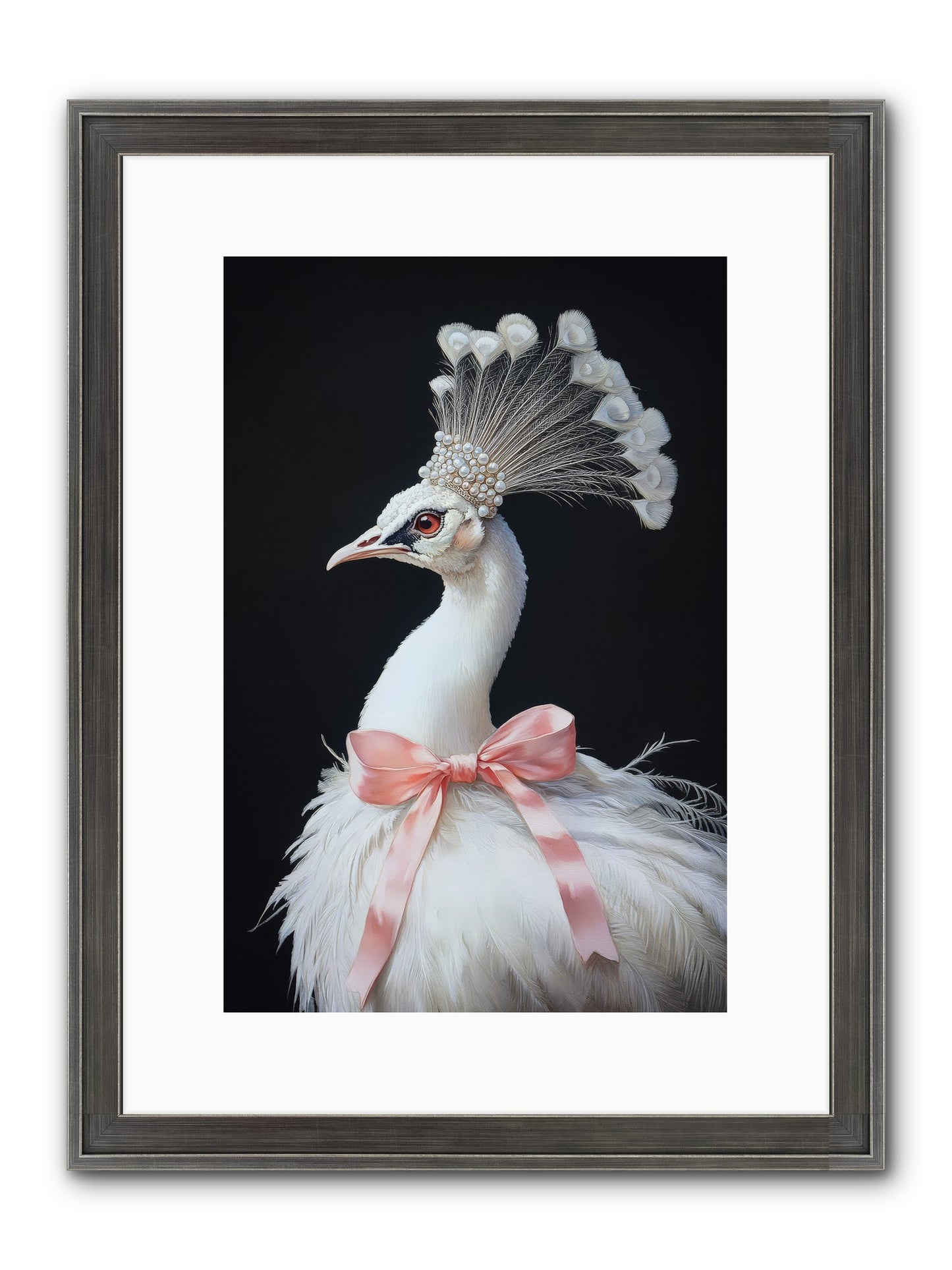 Frost Feathered Majesty Framed Print - Slimwoods Black/Silver 10x15
