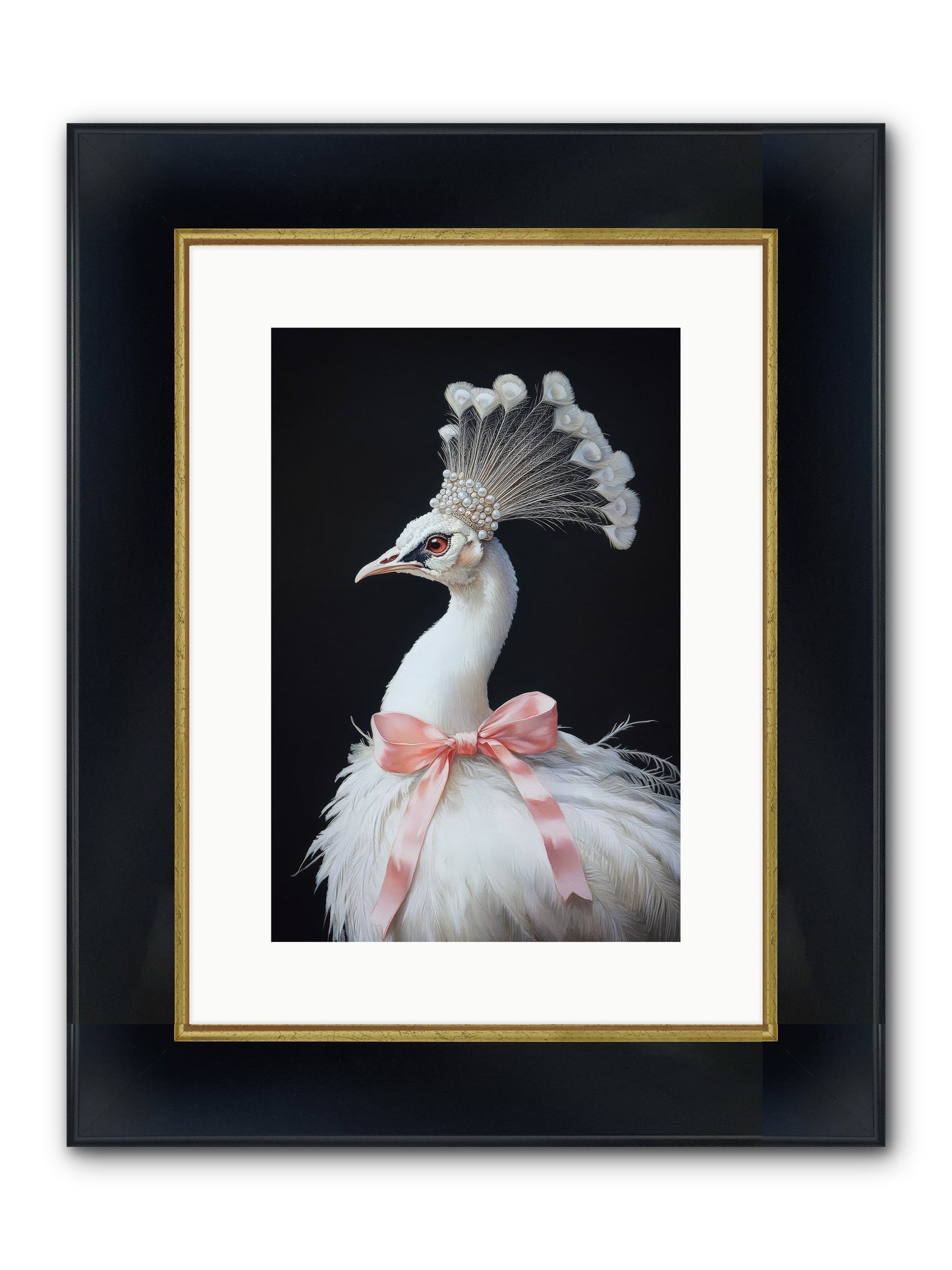 Frost Feathered Majesty Framed Print - Wide Black w/Gold 10x15