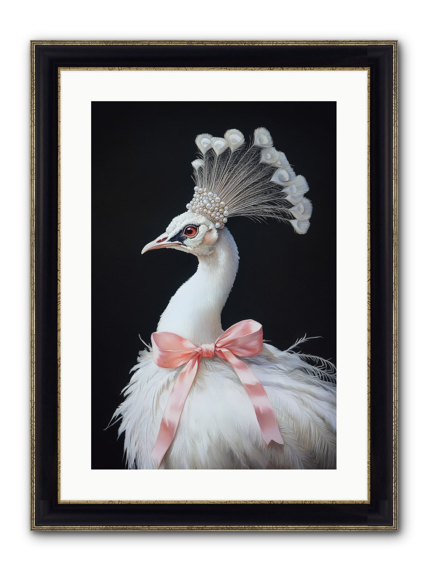 Frost Feathered Majesty Framed Print - Black & Gold 16x24