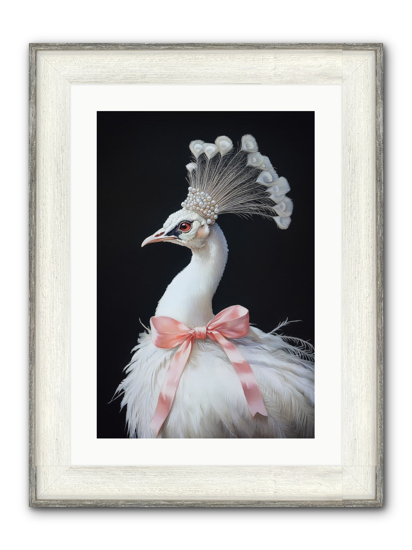 Frost Feathered Majesty Framed Print - Driftwood White 16x24