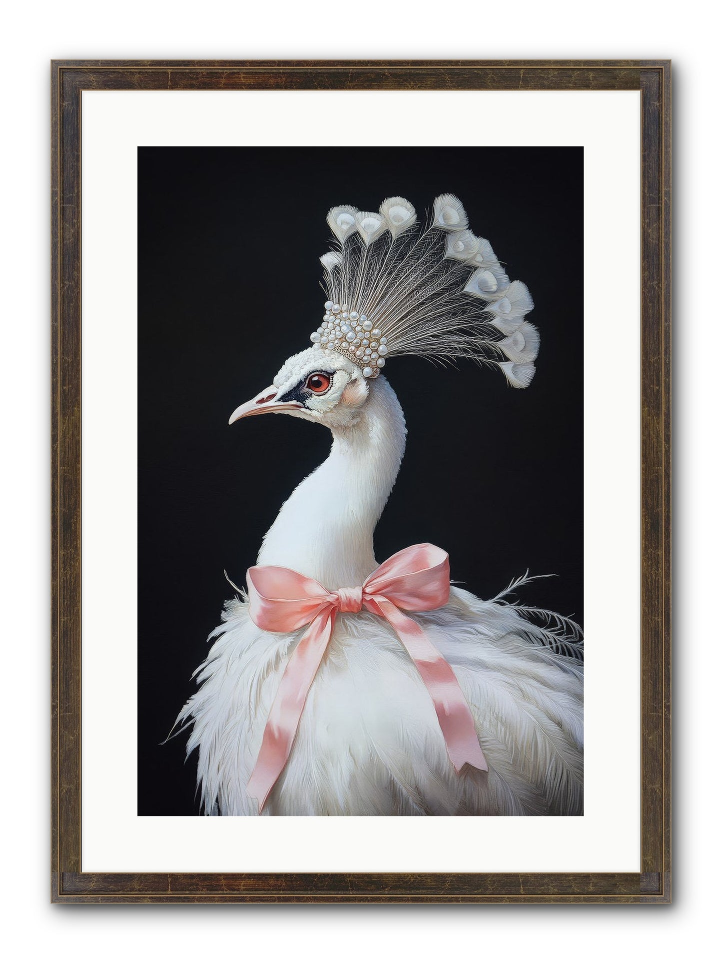 Frost Feathered Majesty Framed Print - Slimwoods Black/Gold 16x24