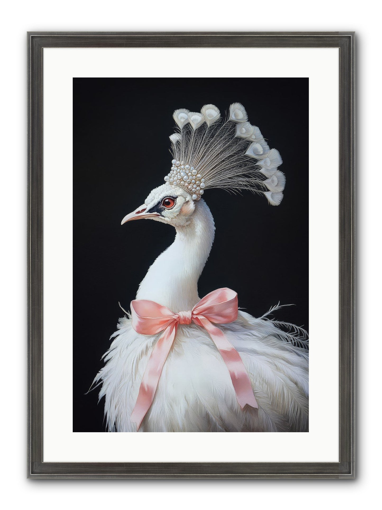 Frost Feathered Majesty Framed Print - Slimwoods Black/Silver 16x24