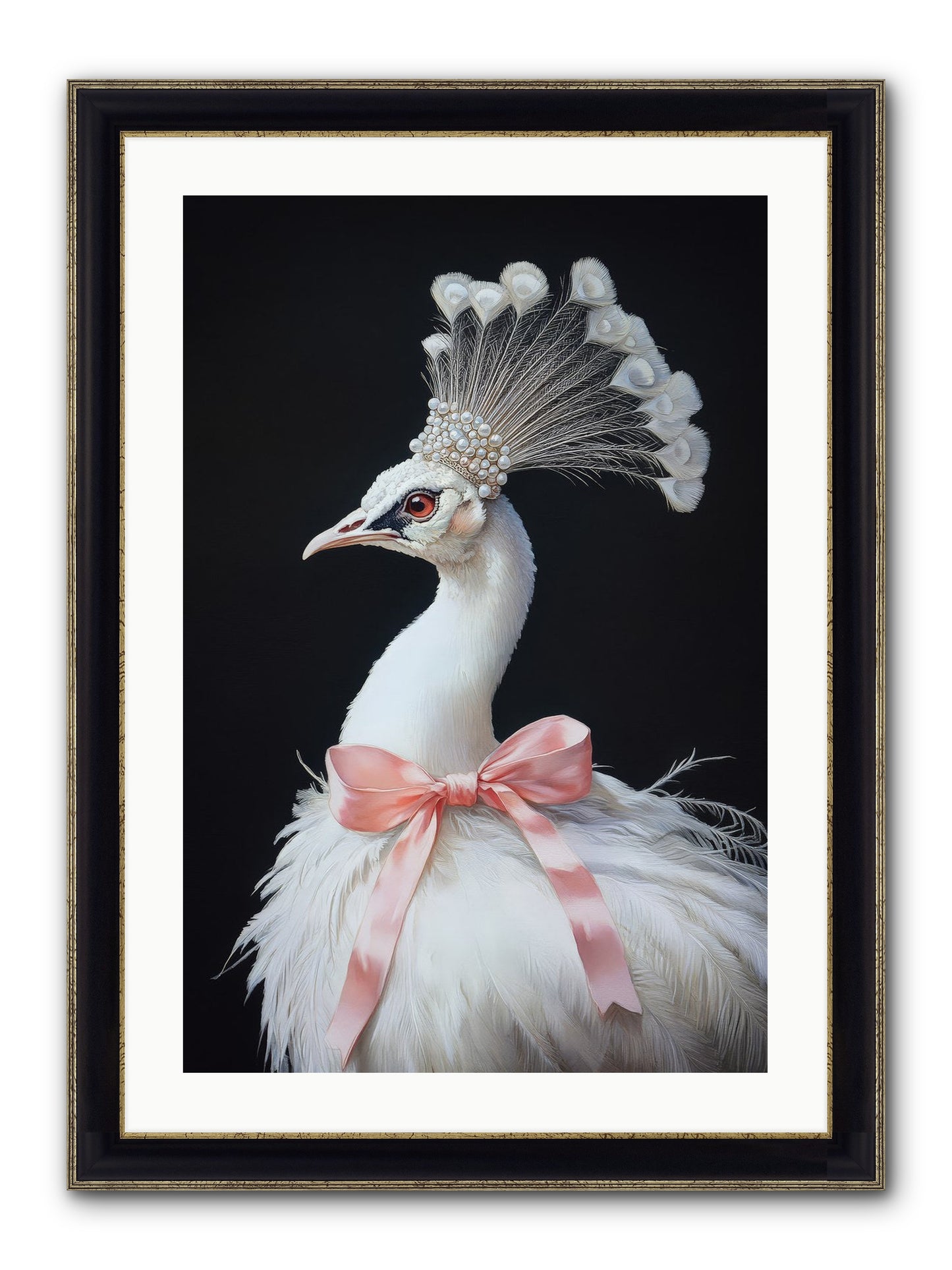 Frost Feathered Majesty Framed Print - Black & Gold 20x30