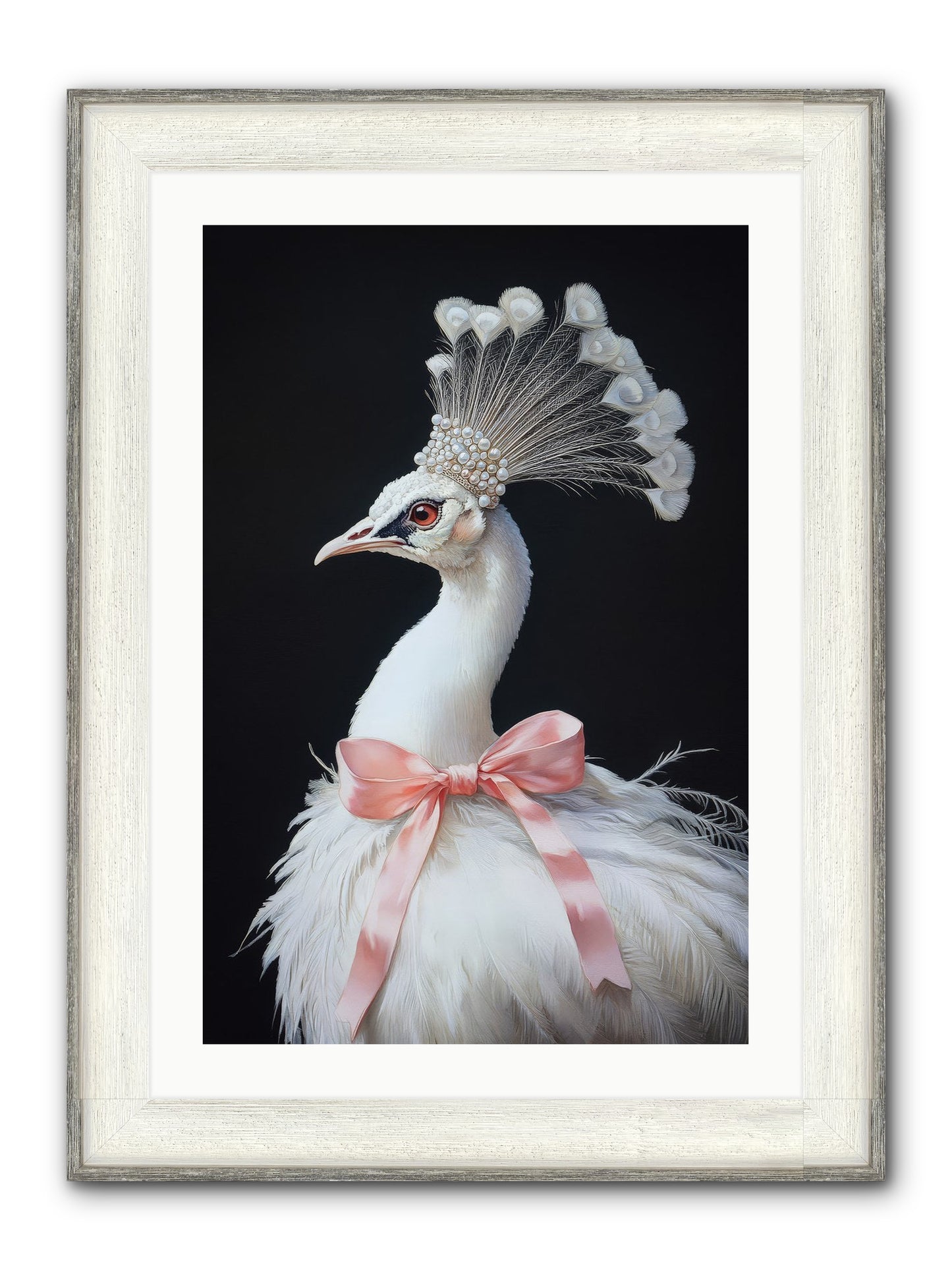 Frost Feathered Majesty Framed Print - Driftwood White 20x30