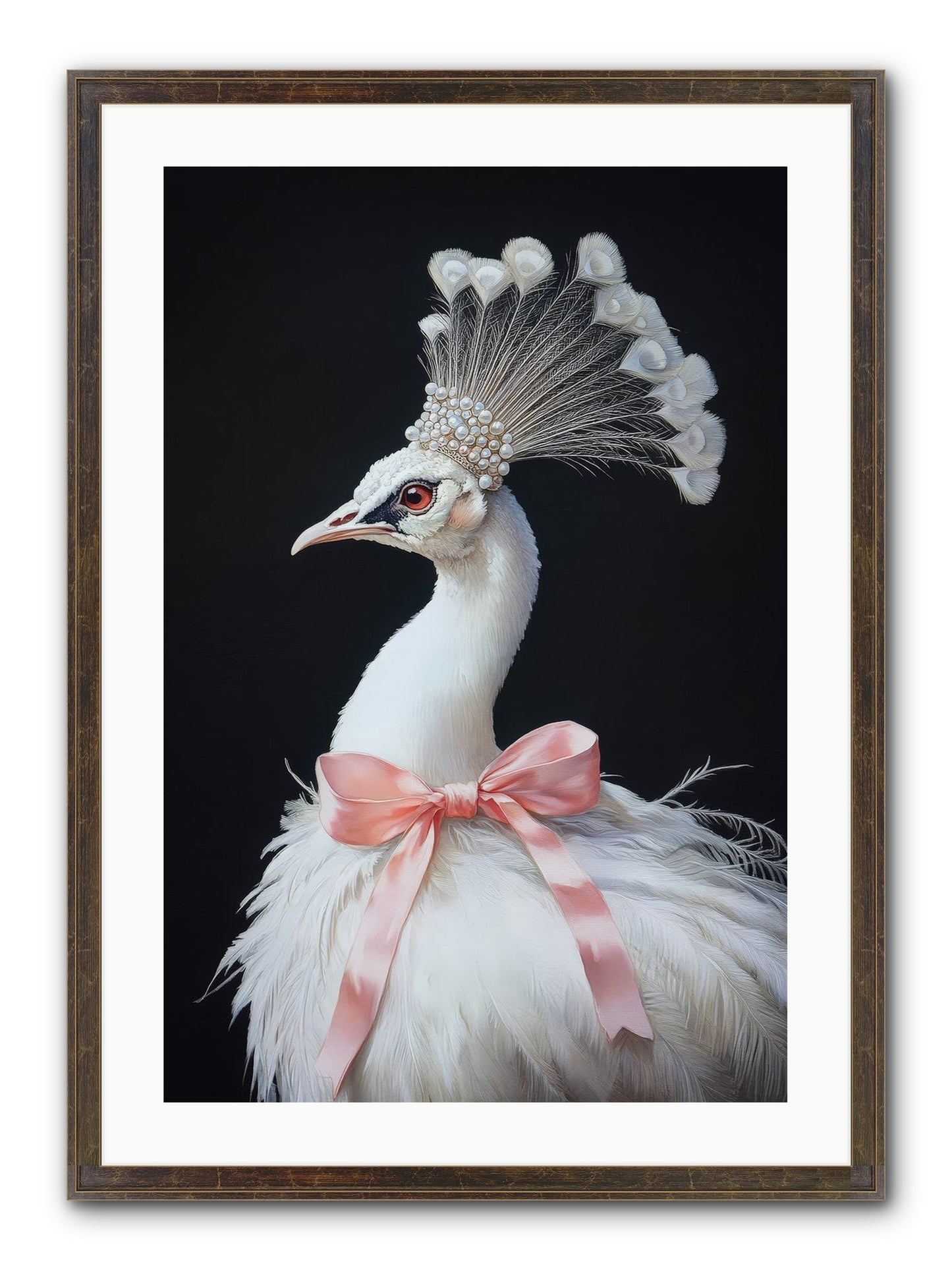 Frost Feathered Majesty Framed Print - Slimwoods Black/Gold 20x30