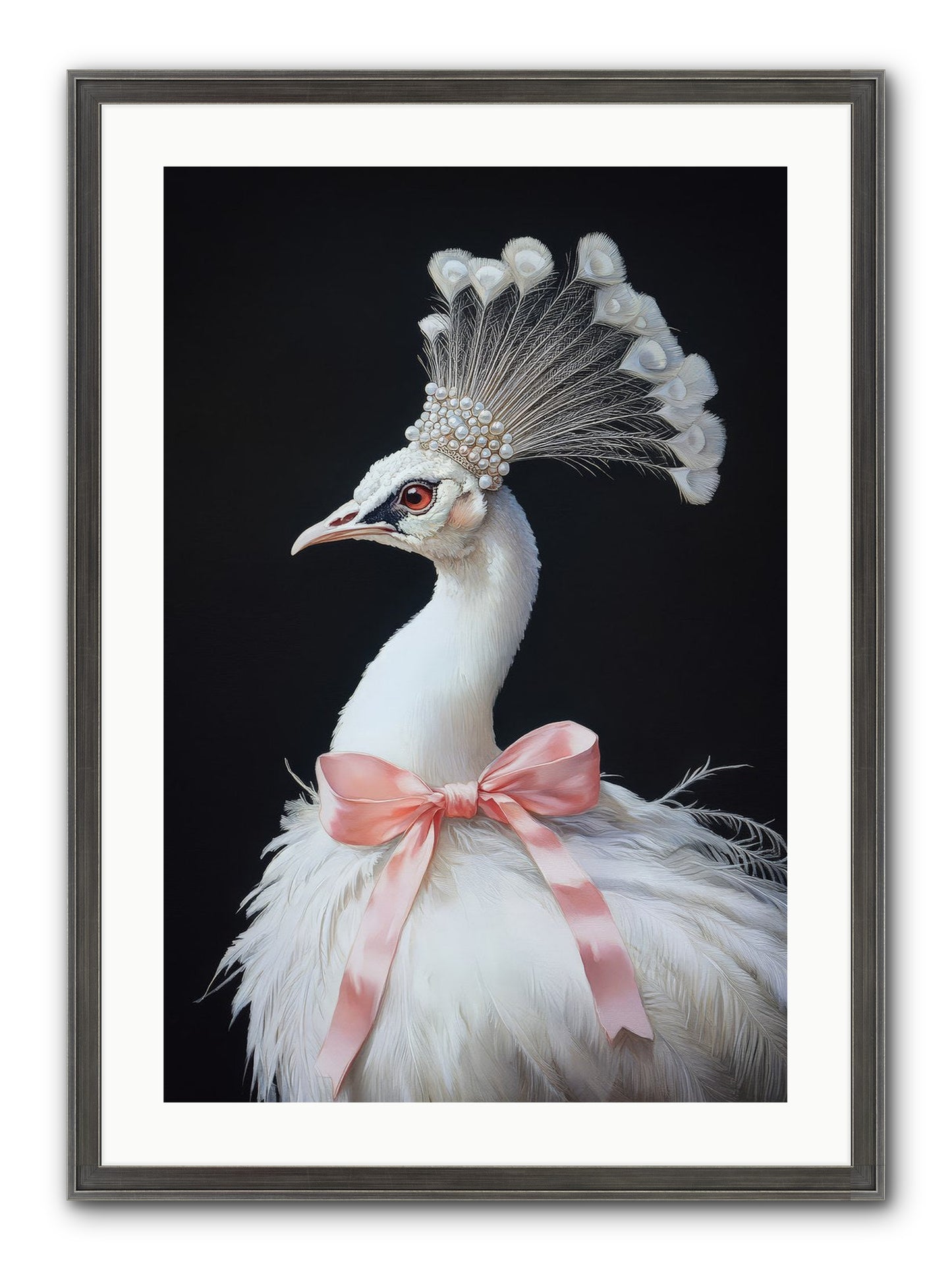 Frost Feathered Majesty Framed Print - Slimwoods Black/Silver 20x30