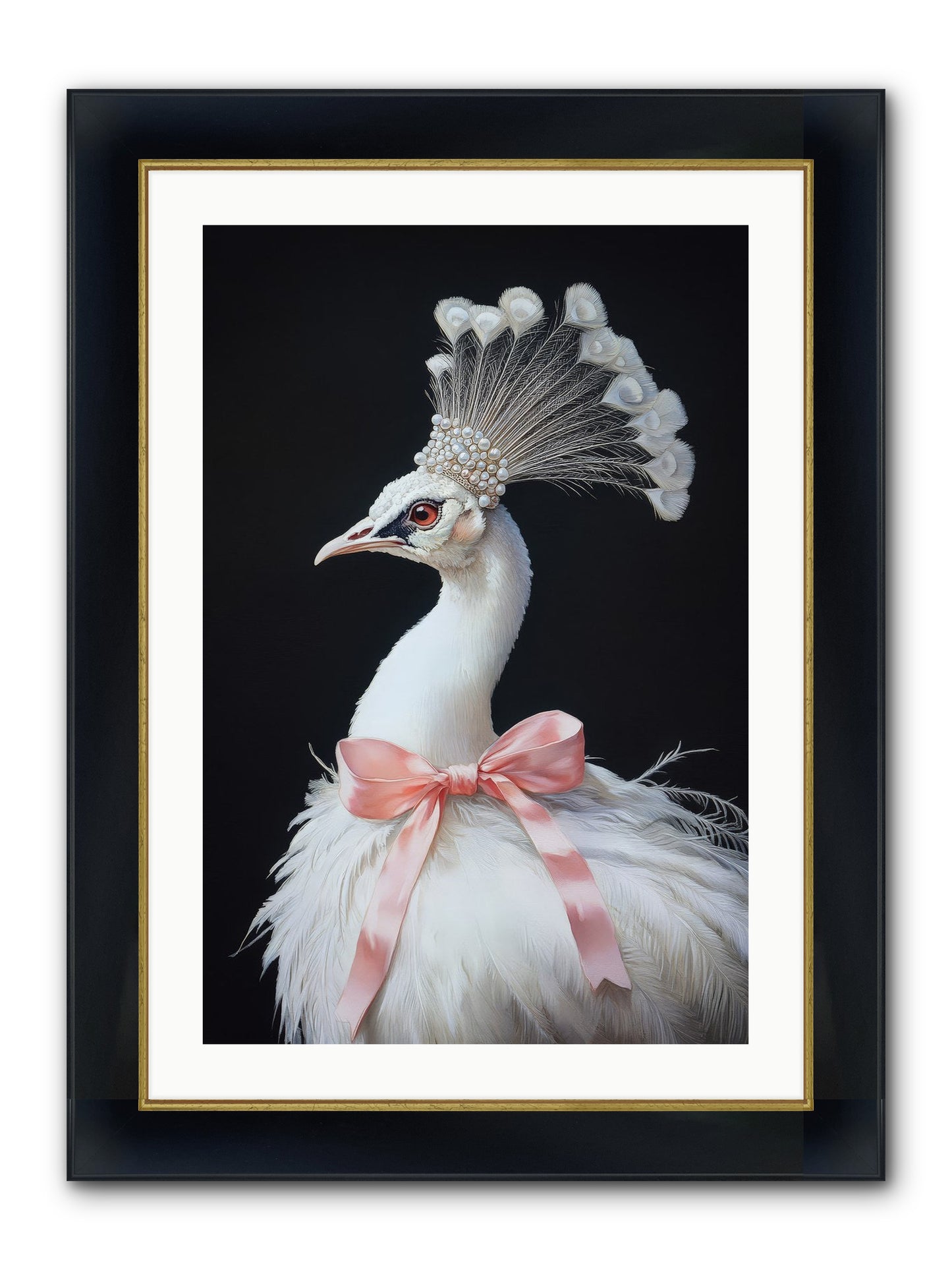 Frost Feathered Majesty Framed Print - Wide Black w/Gold 20x30