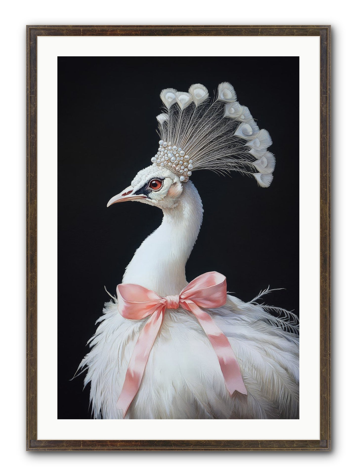 Frost Feathered Majesty Framed Print - Slimwoods Black/Gold 24x36