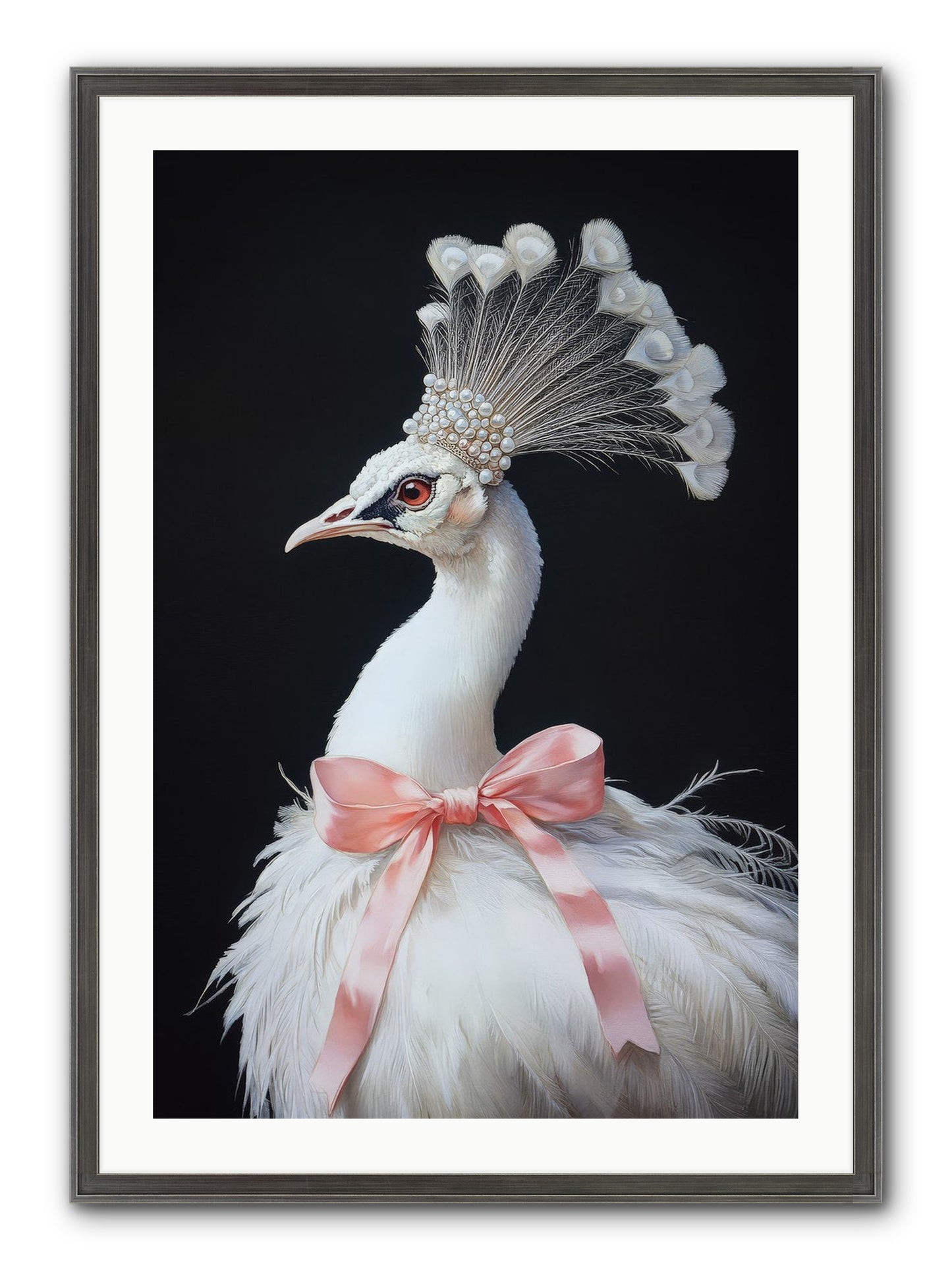 Frost Feathered Majesty Framed Print - Slimwoods Black/Silver 24x36