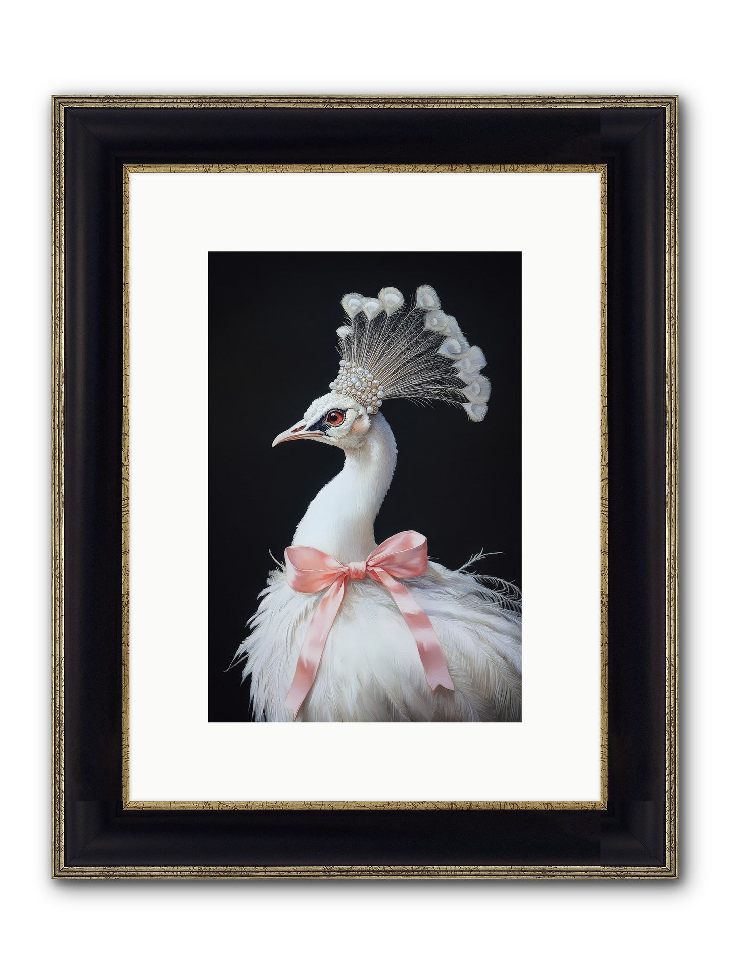 Frost Feathered Majesty Framed Print - Black & Gold 8x12