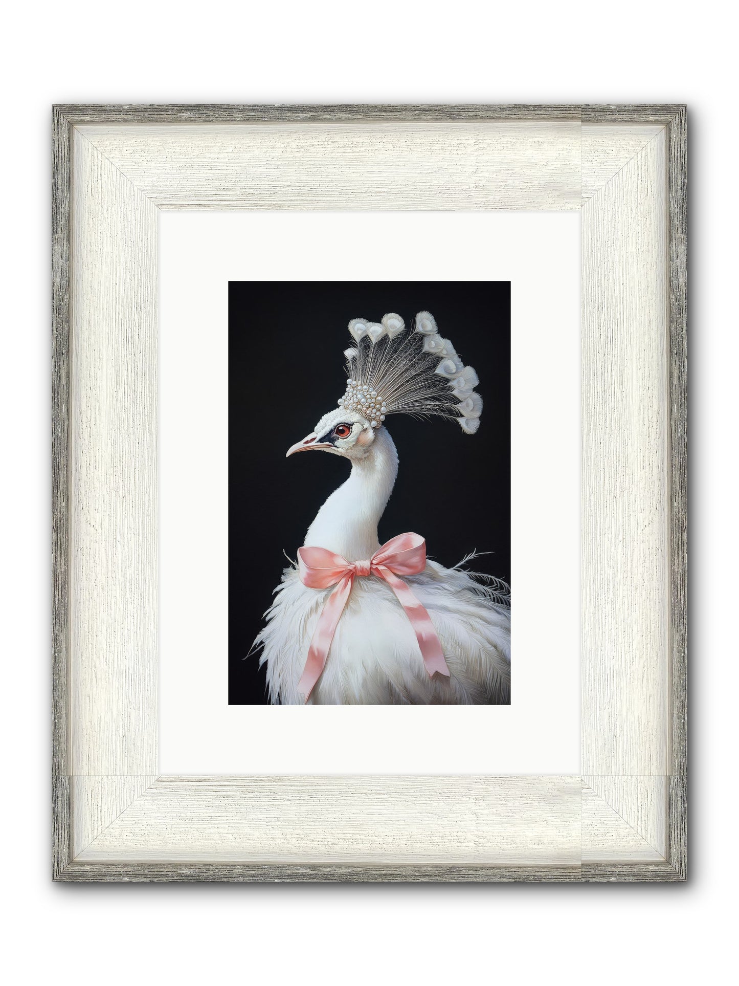 Frost Feathered Majesty Framed Print - Driftwood White 8x12