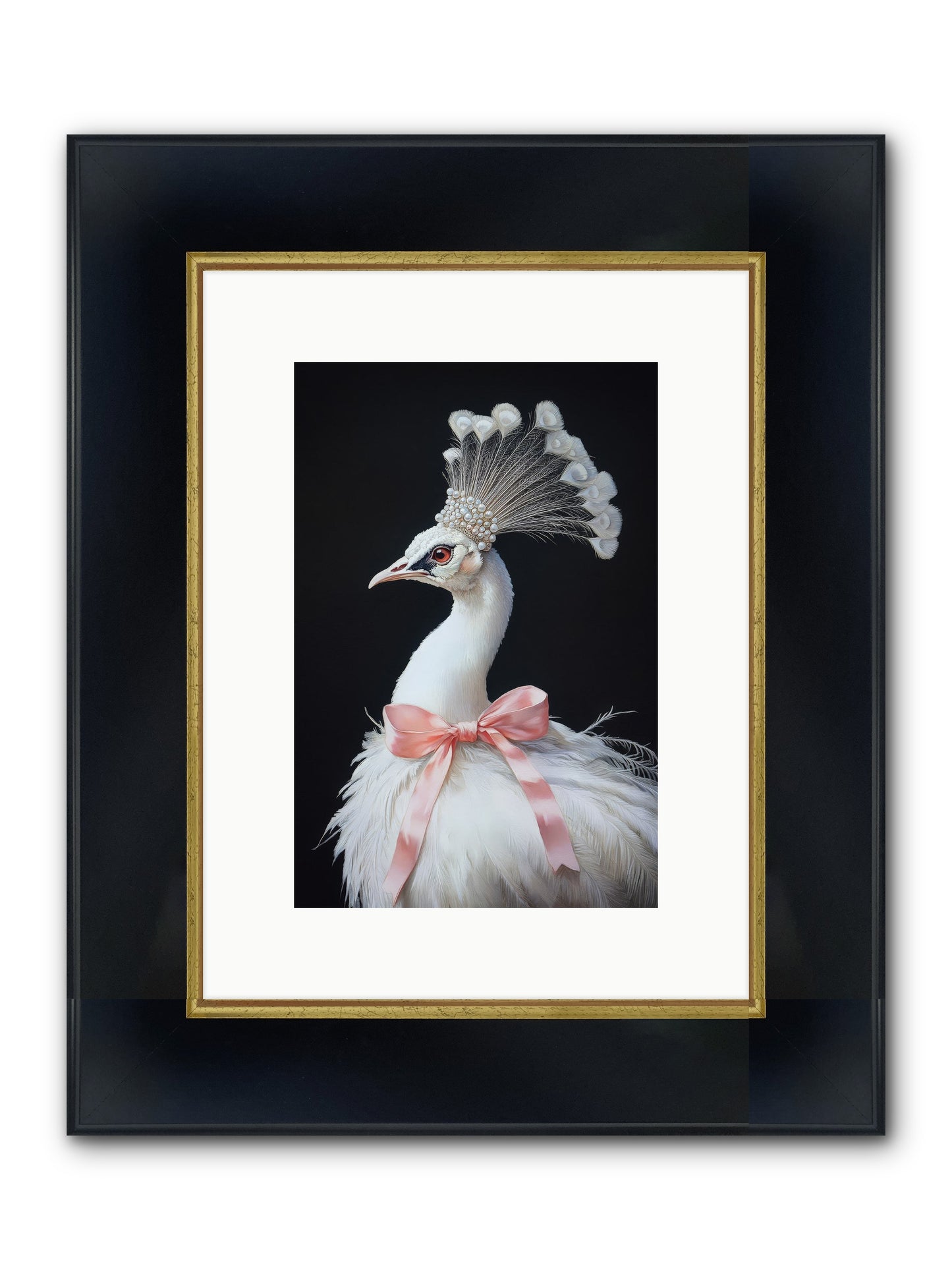 Frost Feathered Majesty Framed Print - Wide Black w/Gold 8x12