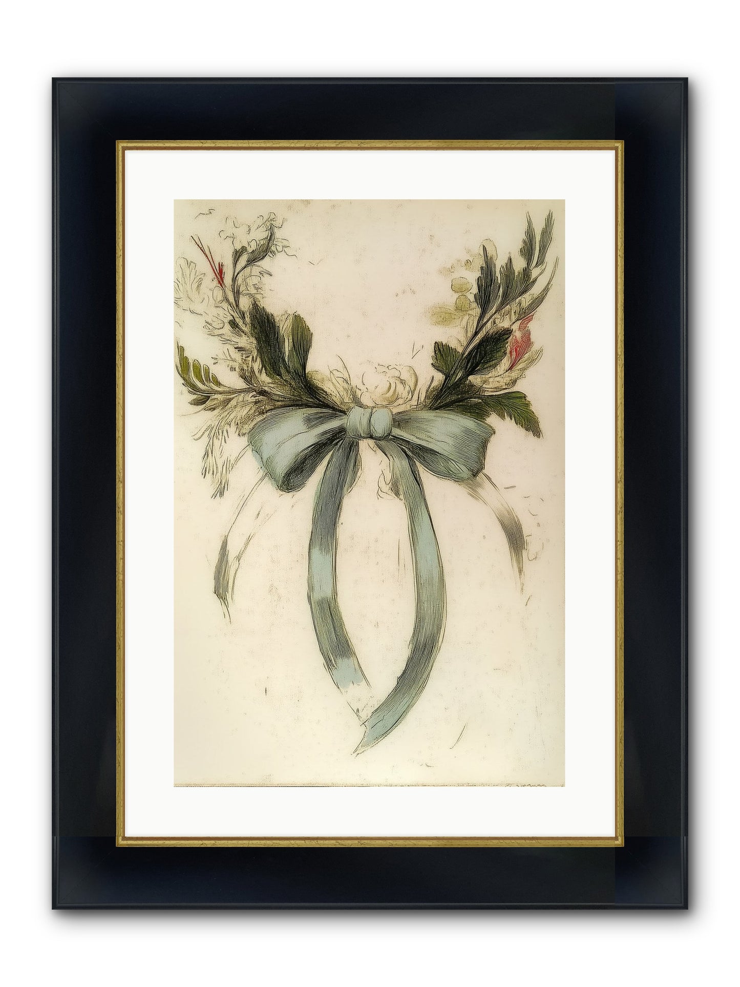 Frosted SIlk Framed Print - Wide Black w/Gold 16x24