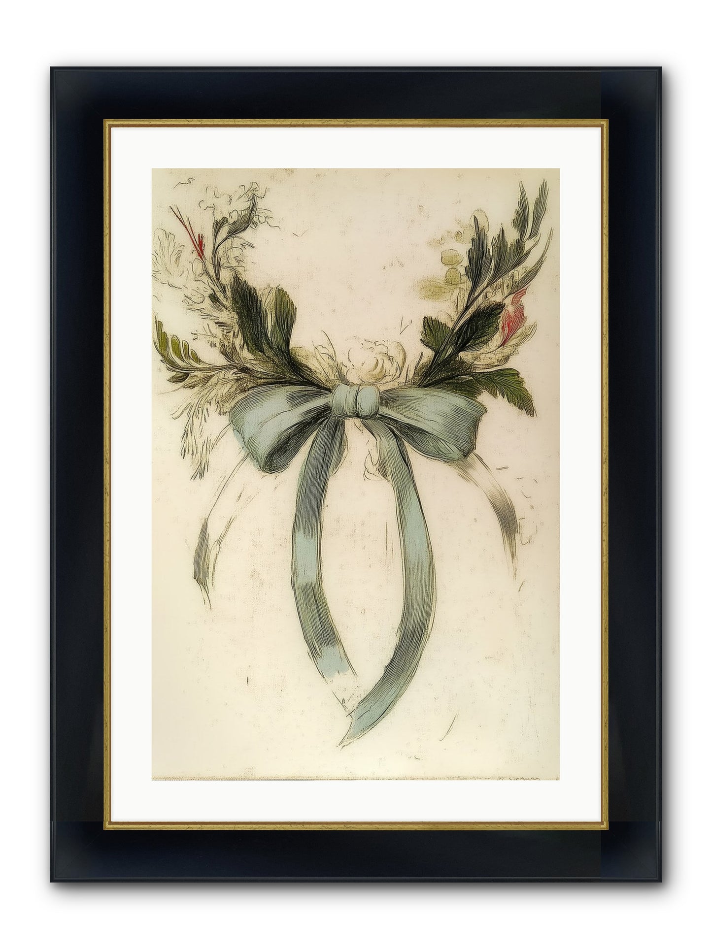 Frosted SIlk Framed Print - Wide Black w/Gold 20x30