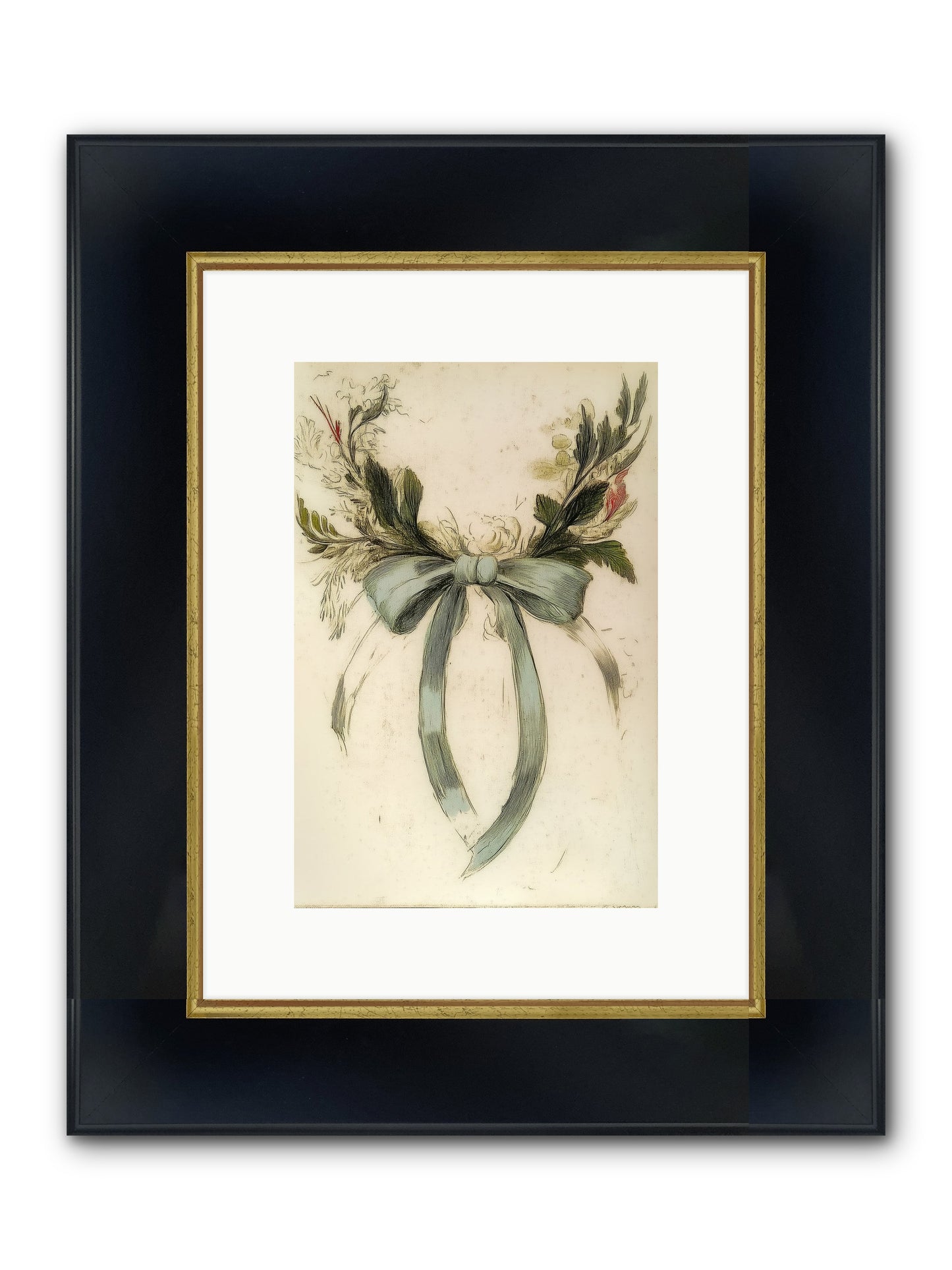 Frosted SIlk Framed Print - Wide Black w/Gold 8x12