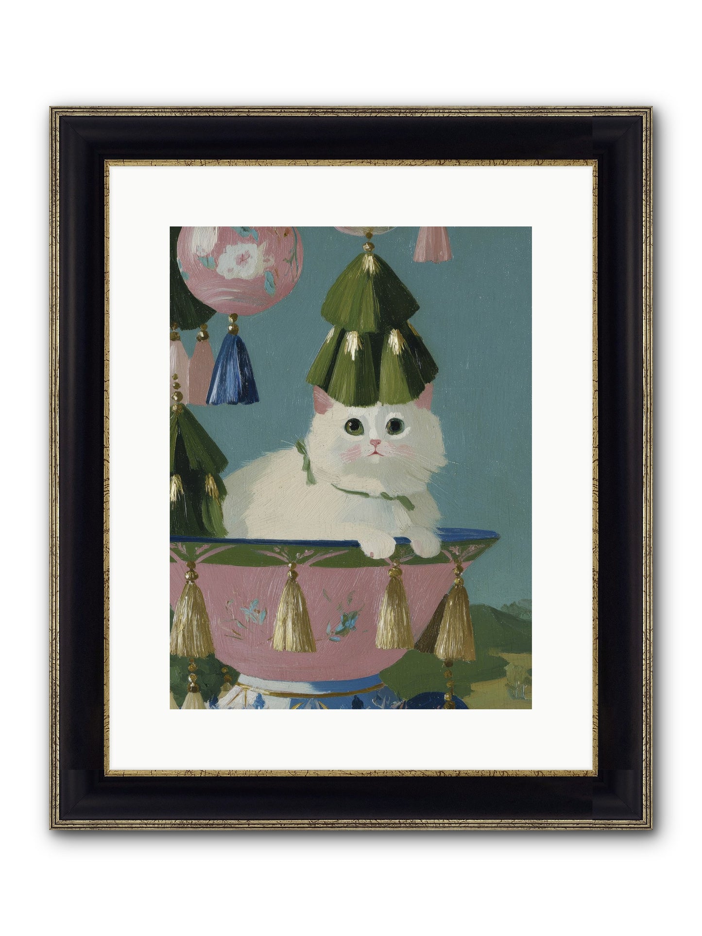 Frosty Morning Mischief Framed Print - Black & Gold 12x16