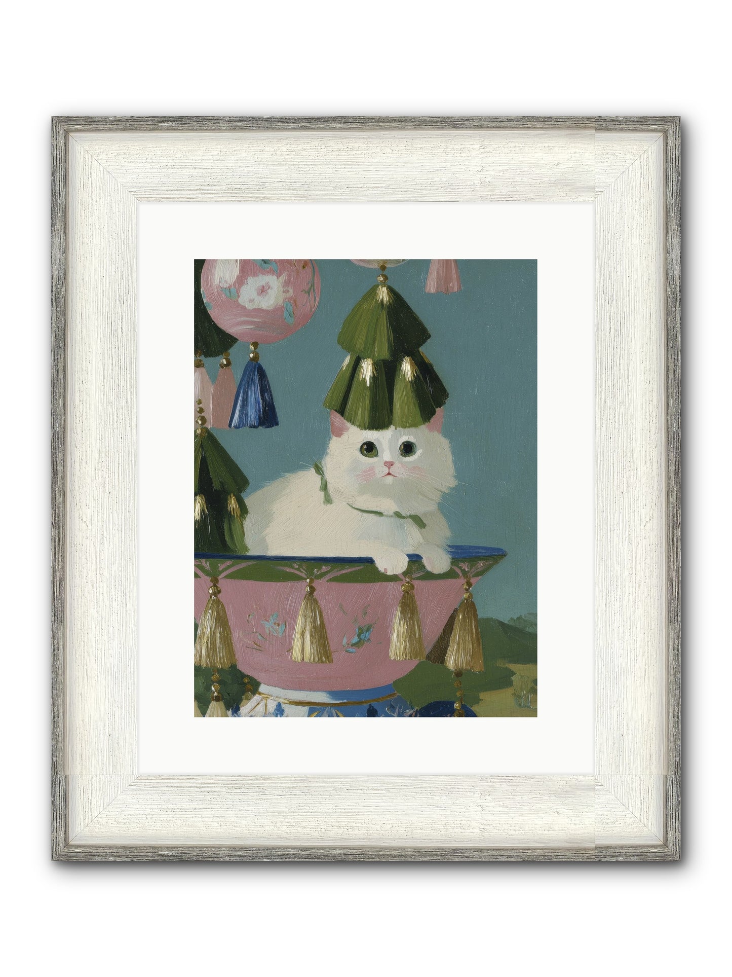 Frosty Morning Mischief Framed Print - Driftwood White 12x16