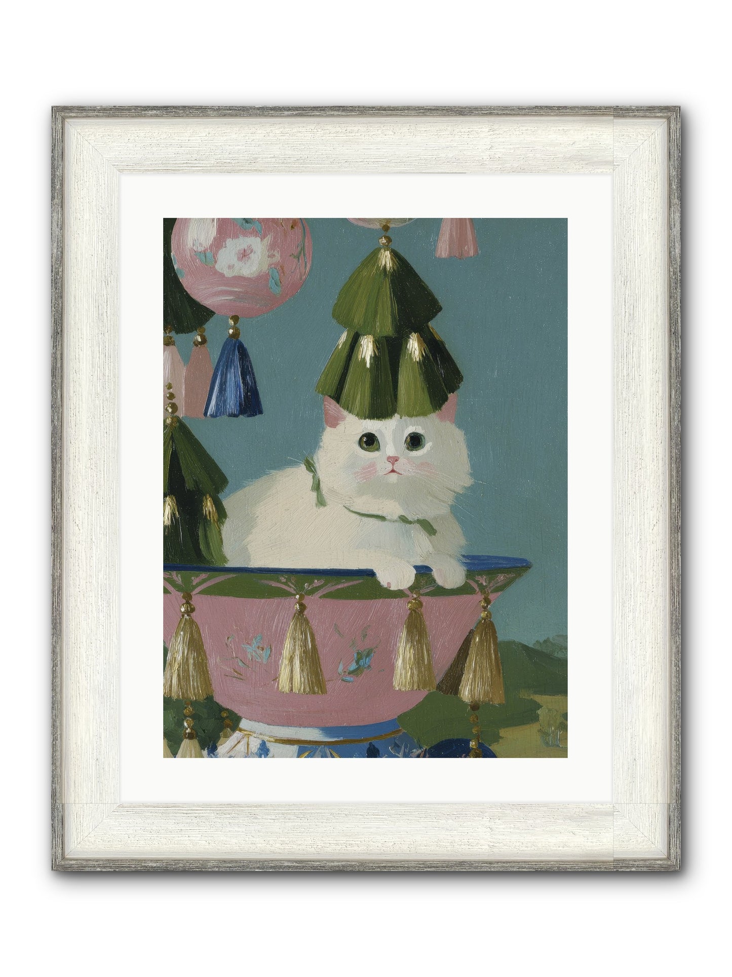 Frosty Morning Mischief Framed Print - Driftwood White 18x24