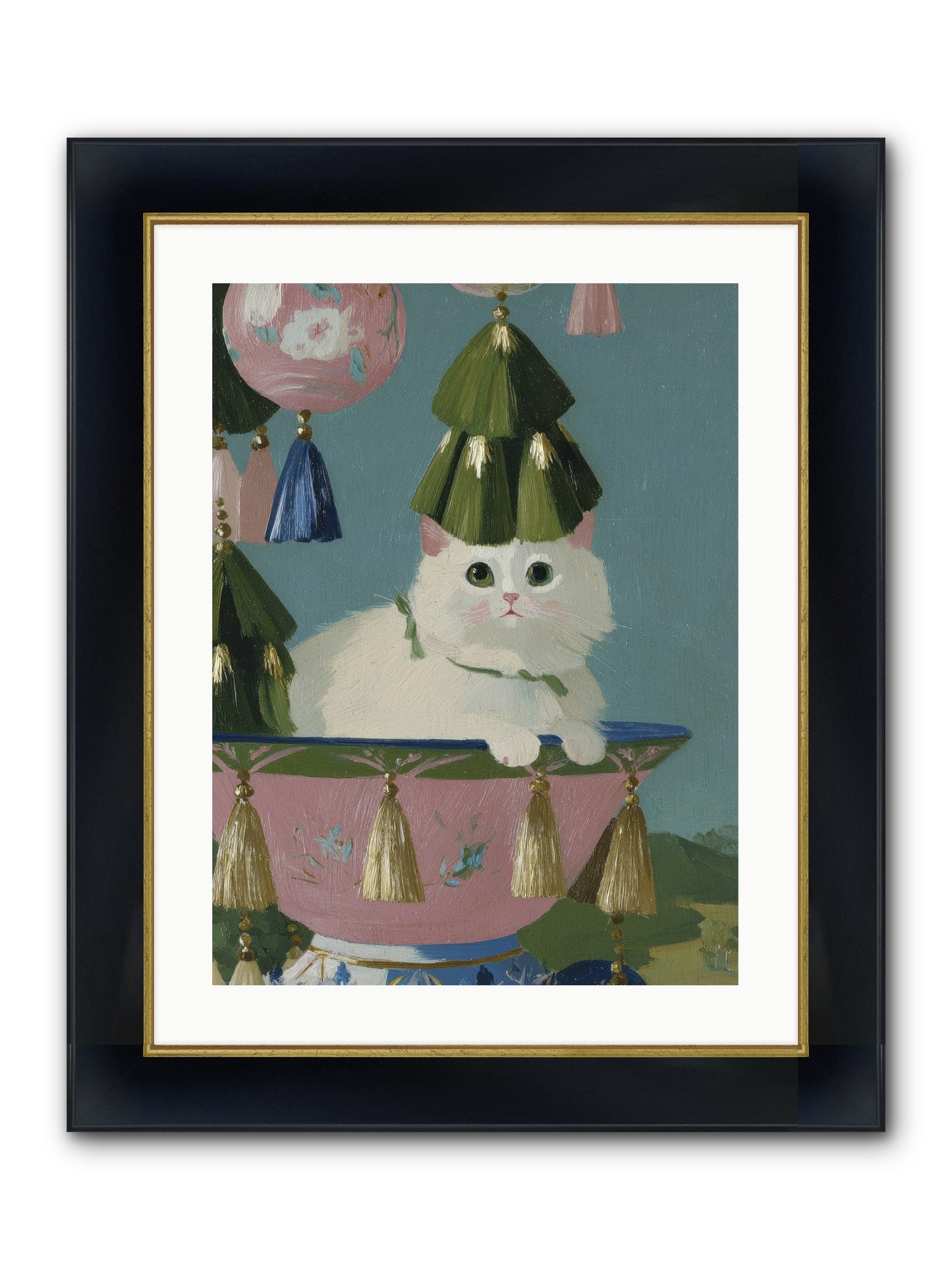 Frosty Morning Mischief Framed Print - Wide Black w/Gold 18x24