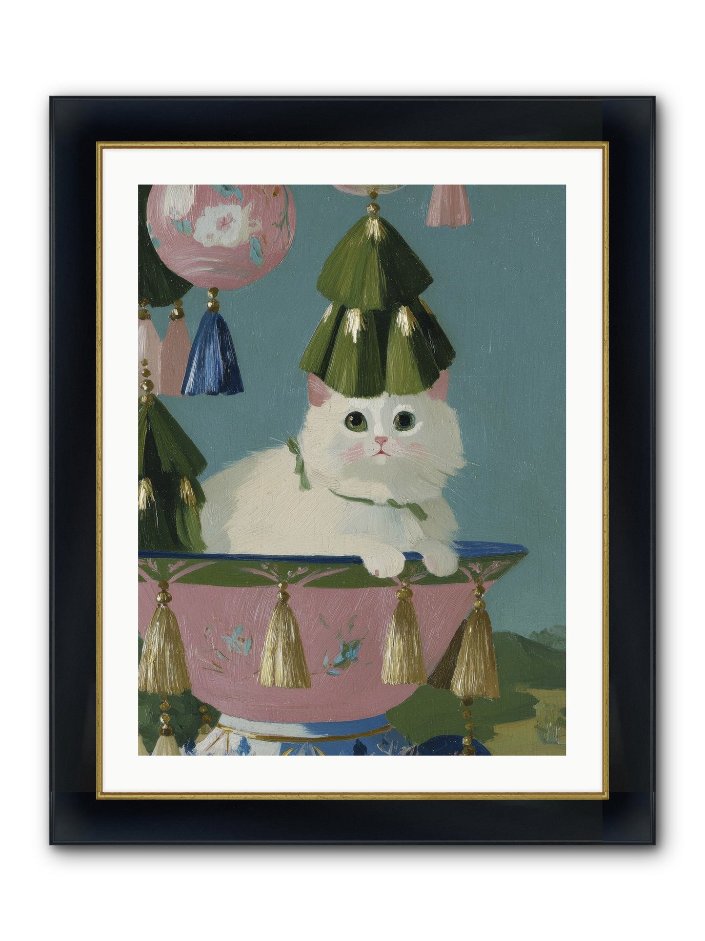 Frosty Morning Mischief Framed Print - Wide Black w/Gold 24x32