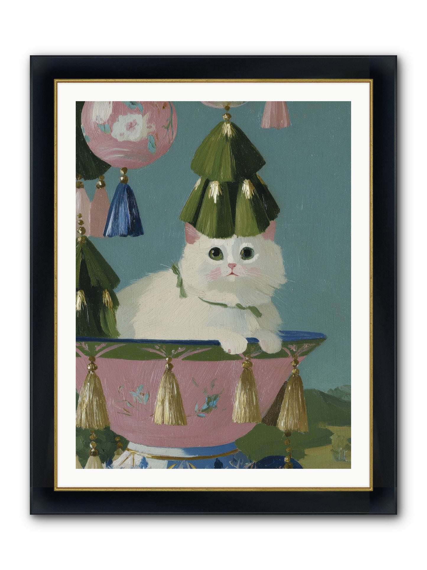 Frosty Morning Mischief Framed Print - Wide Black w/Gold 30x40
