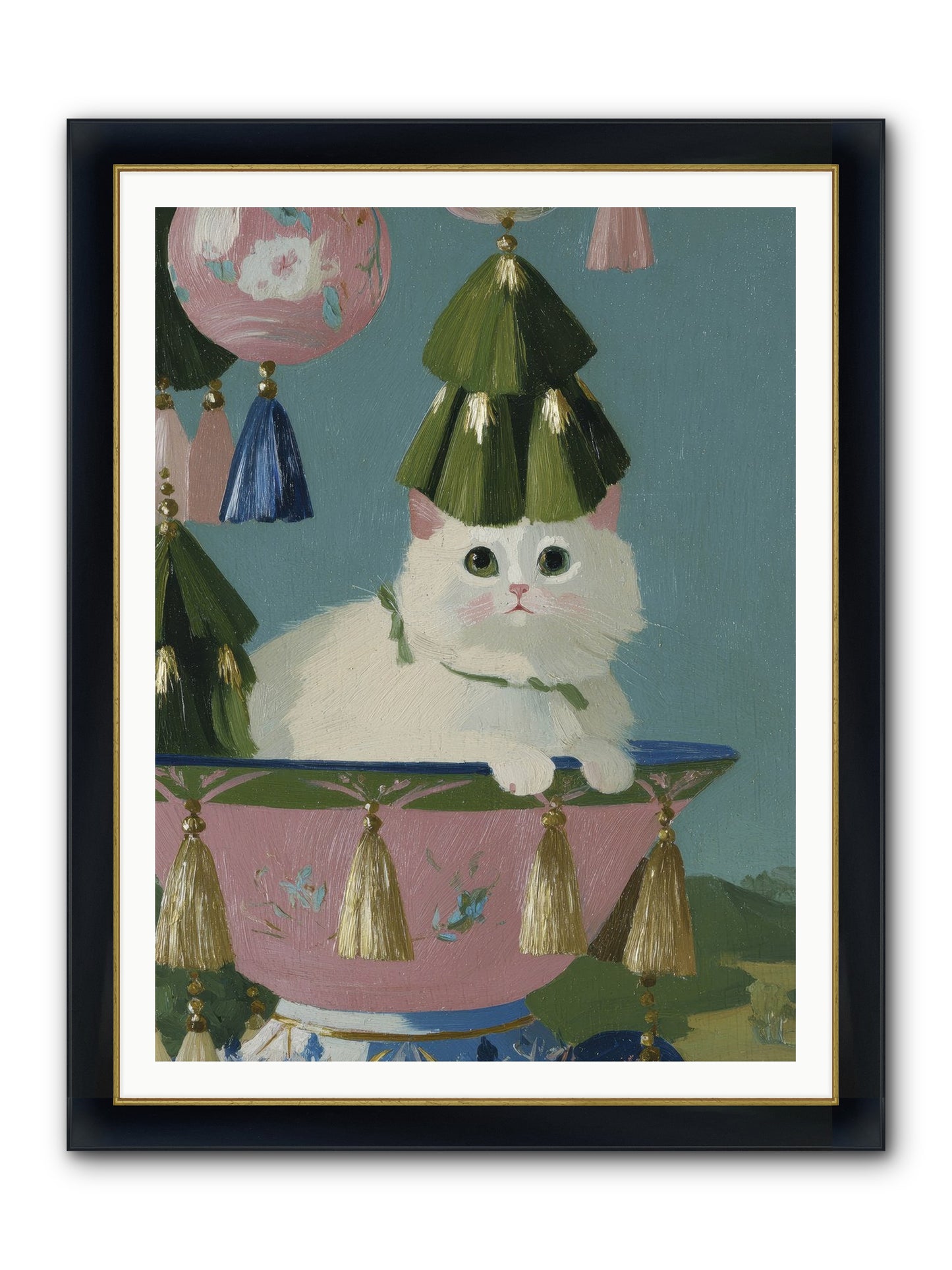 Frosty Morning Mischief Framed Print - Wide Black w/Gold 36x48