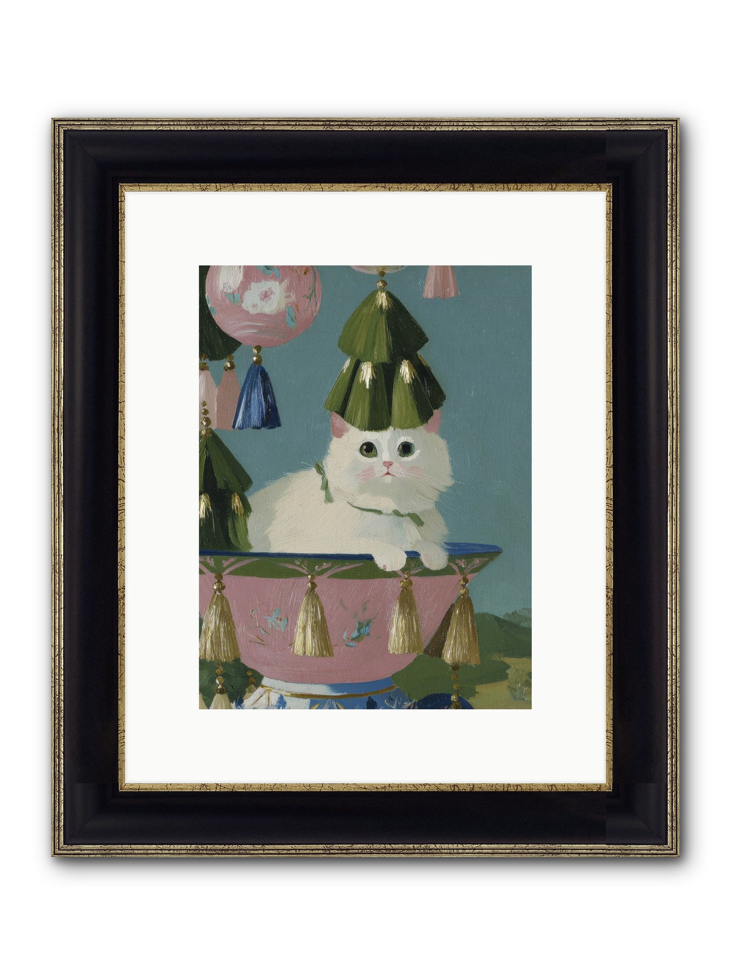 Frosty Morning Mischief Framed Print - Black & Gold 9x12