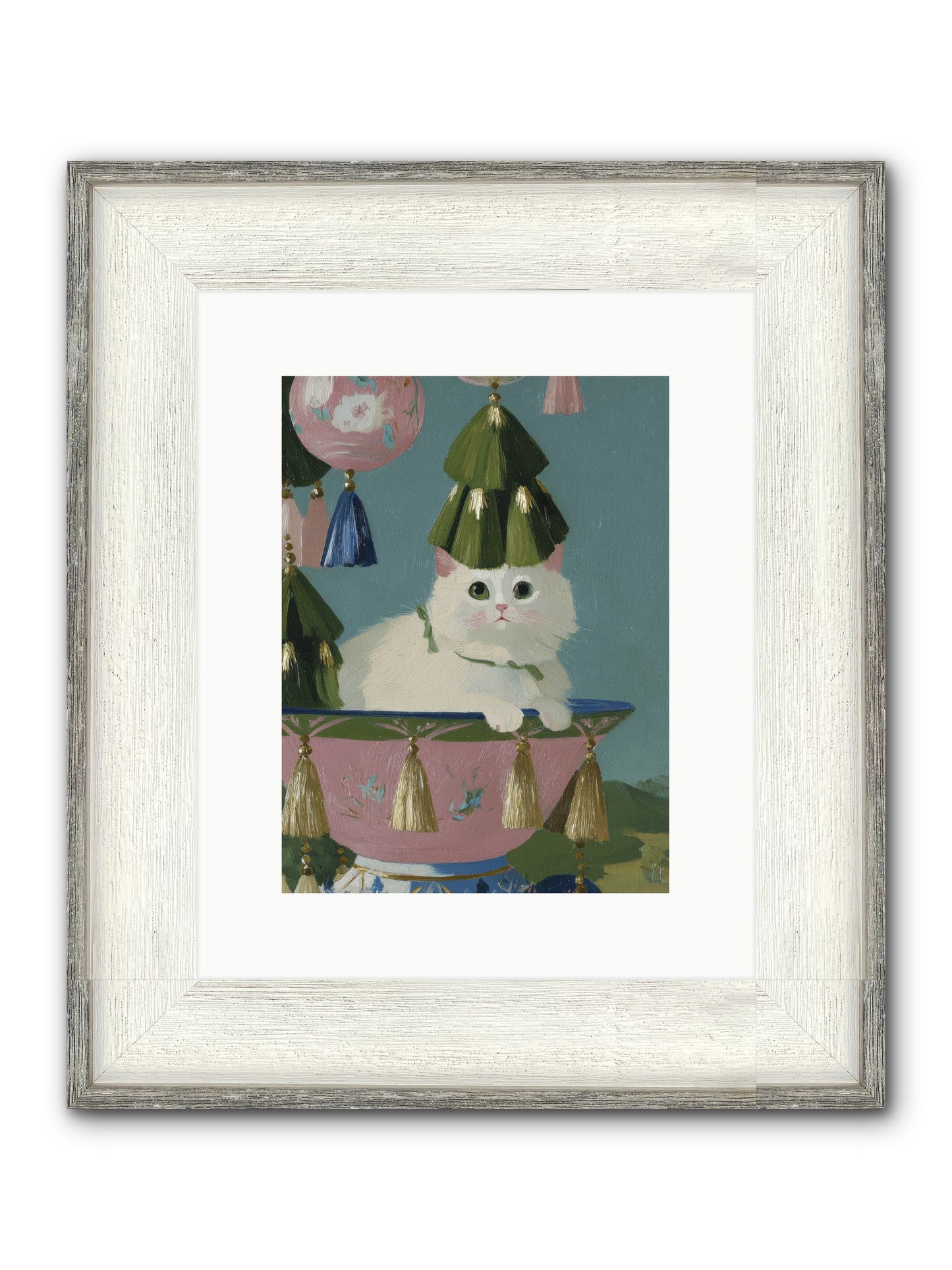 Frosty Morning Mischief Framed Print - Driftwood White 9x12