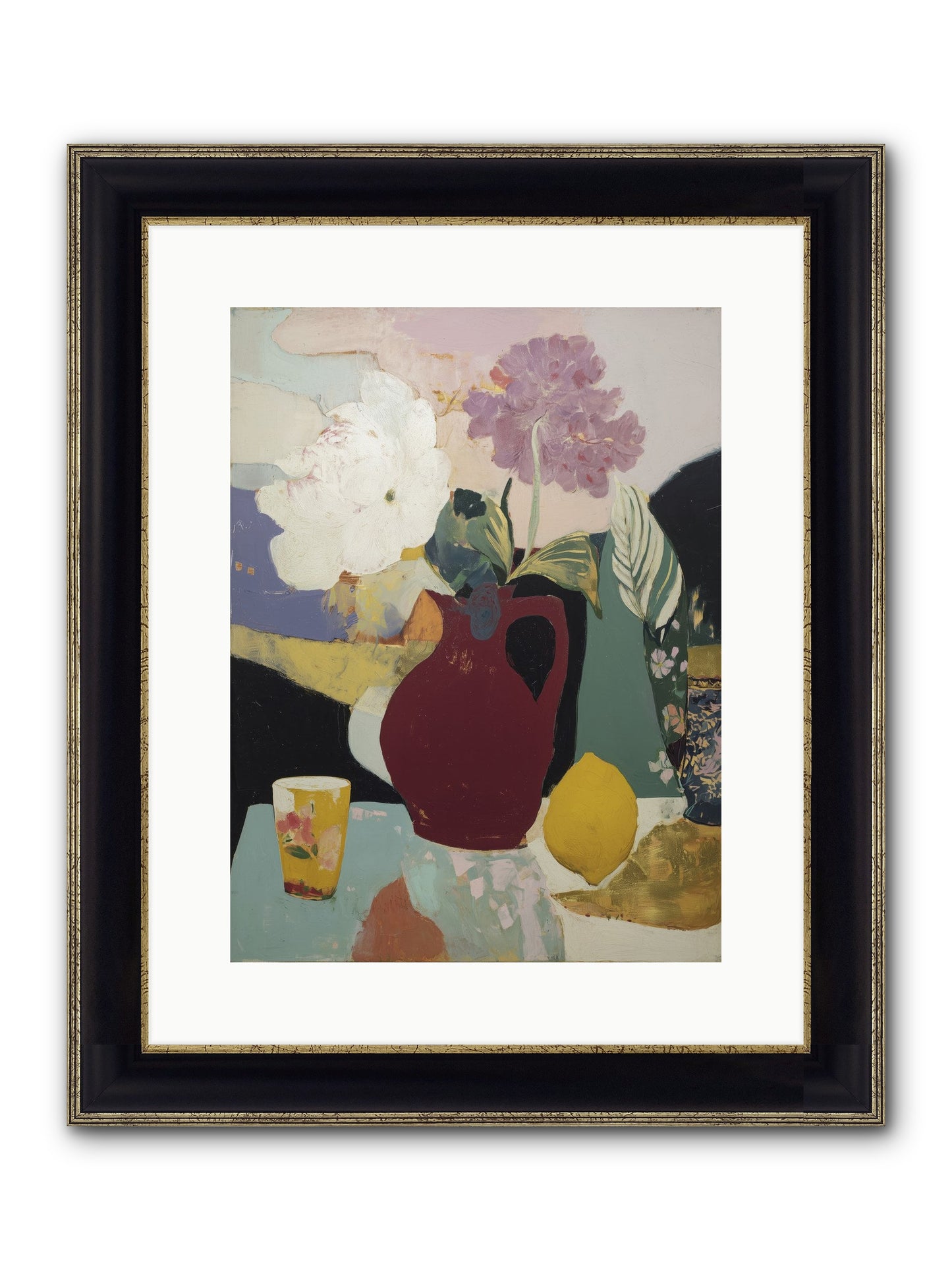 Fruit And Shadow Framed Print - Black & Gold 12x16