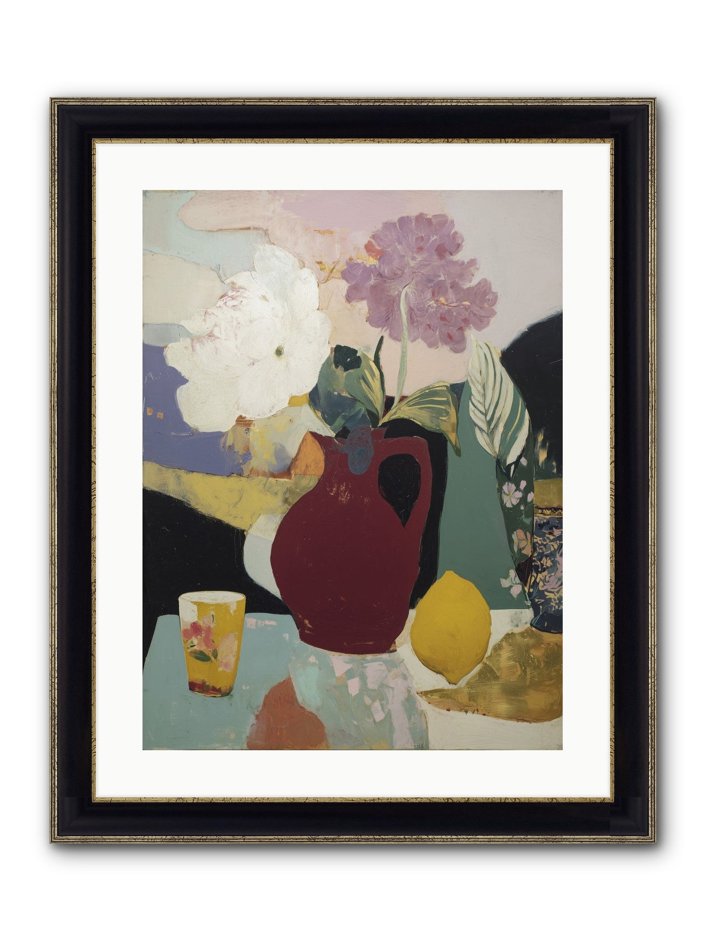 Fruit And Shadow Framed Print - Black & Gold 18x24
