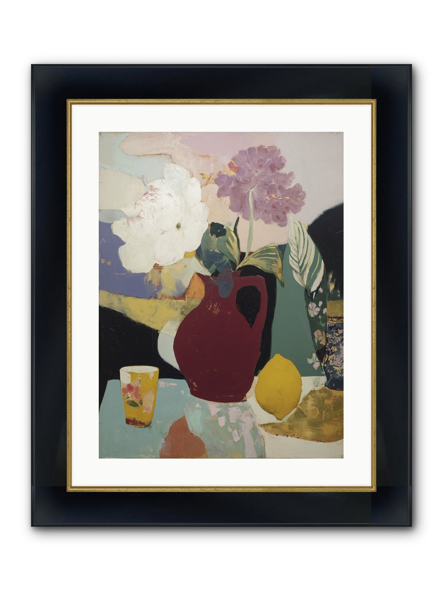 Fruit And Shadow Framed Print - Wide Black w/Gold 18x24
