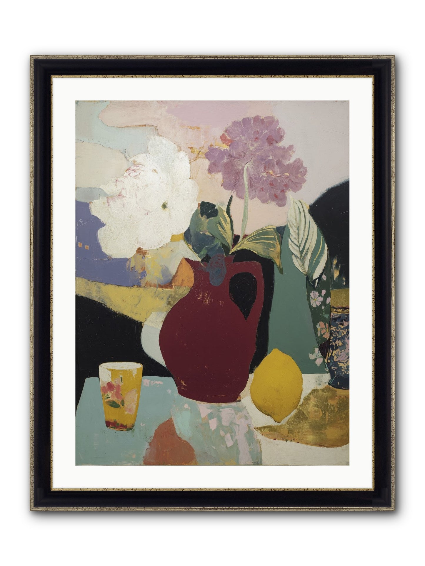 Fruit And Shadow Framed Print - Black & Gold 24x32