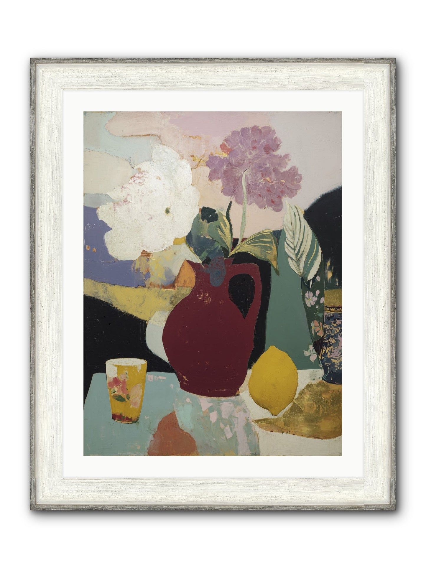 Fruit And Shadow Framed Print - Driftwood White 24x32