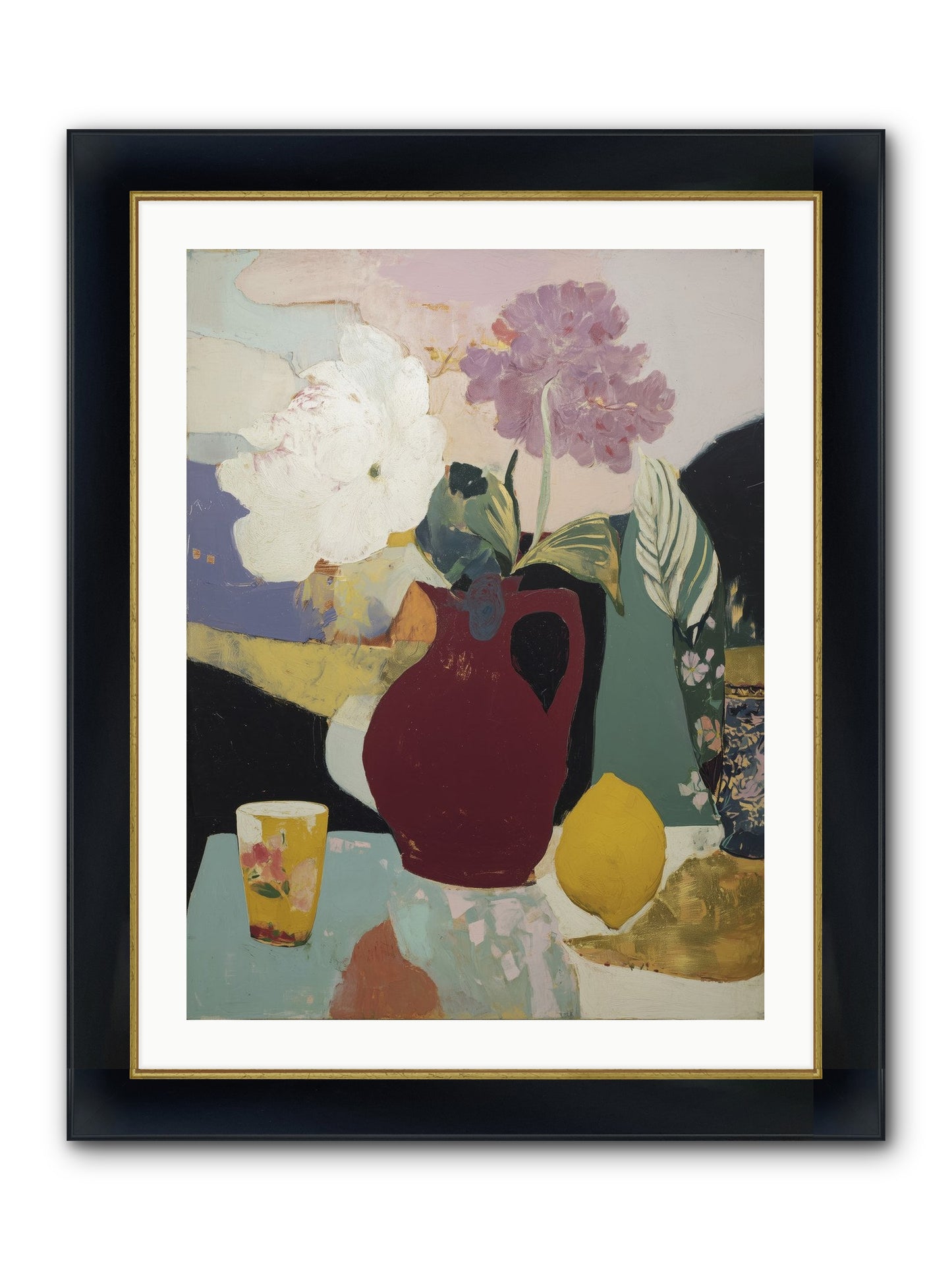 Fruit And Shadow Framed Print - Wide Black w/Gold 24x32