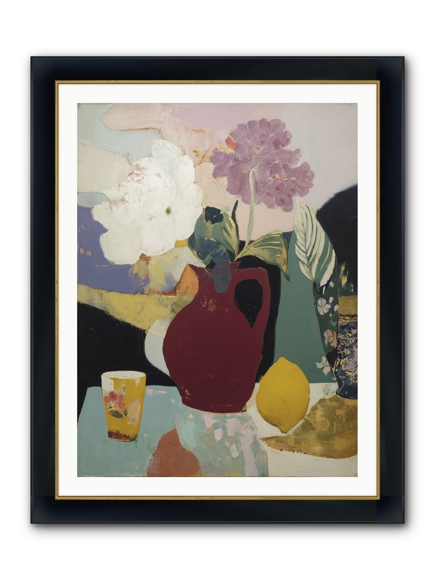 Fruit And Shadow Framed Print - Wide Black w/Gold 30x40