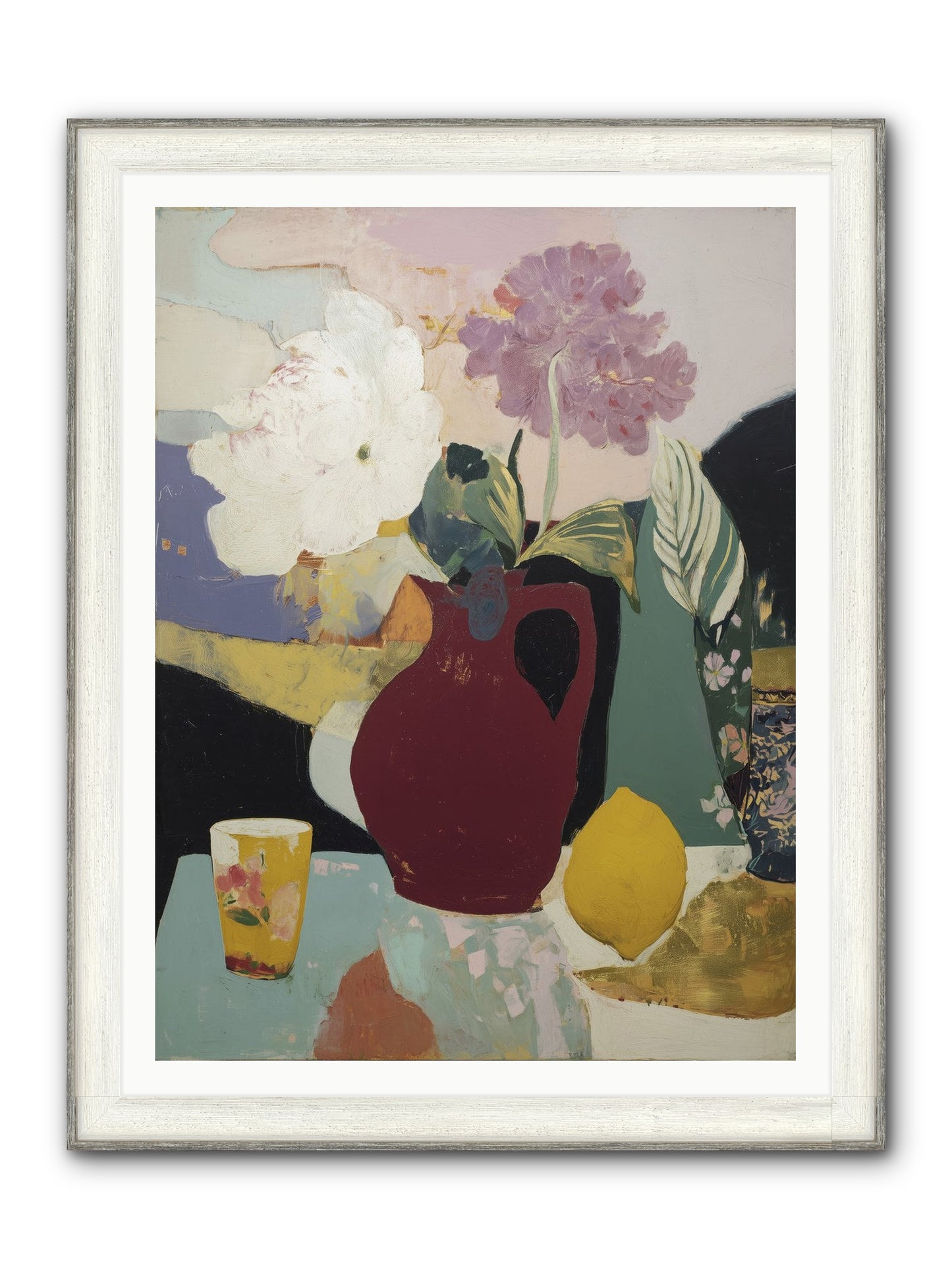 Fruit And Shadow Framed Print - Driftwood White 36x48