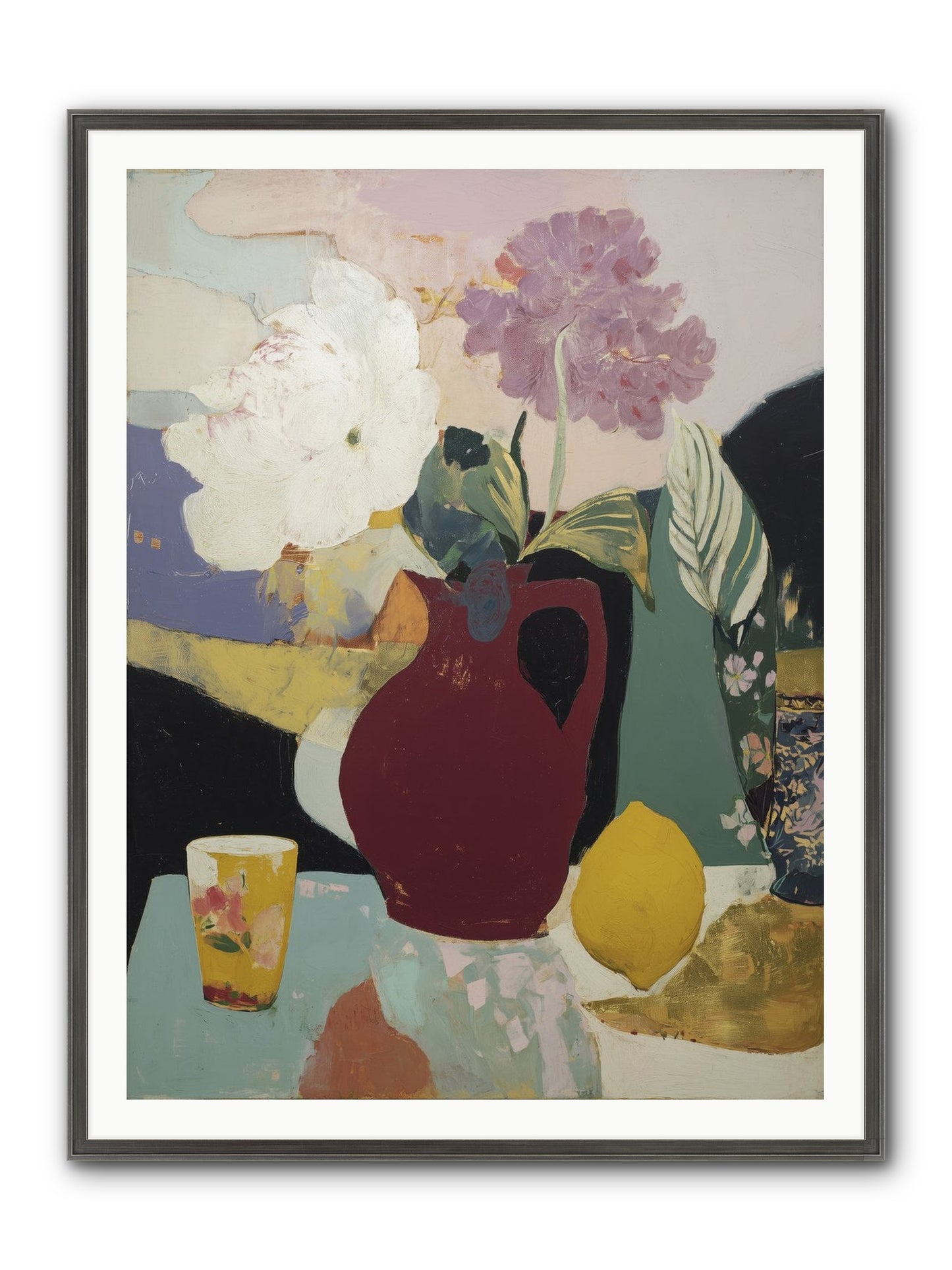 Fruit And Shadow Framed Print - Slimwoods Black/Silver 36x48