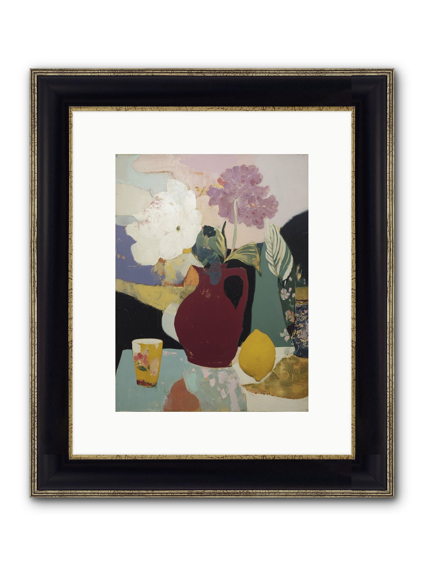 Fruit And Shadow Framed Print - Black & Gold 9x12