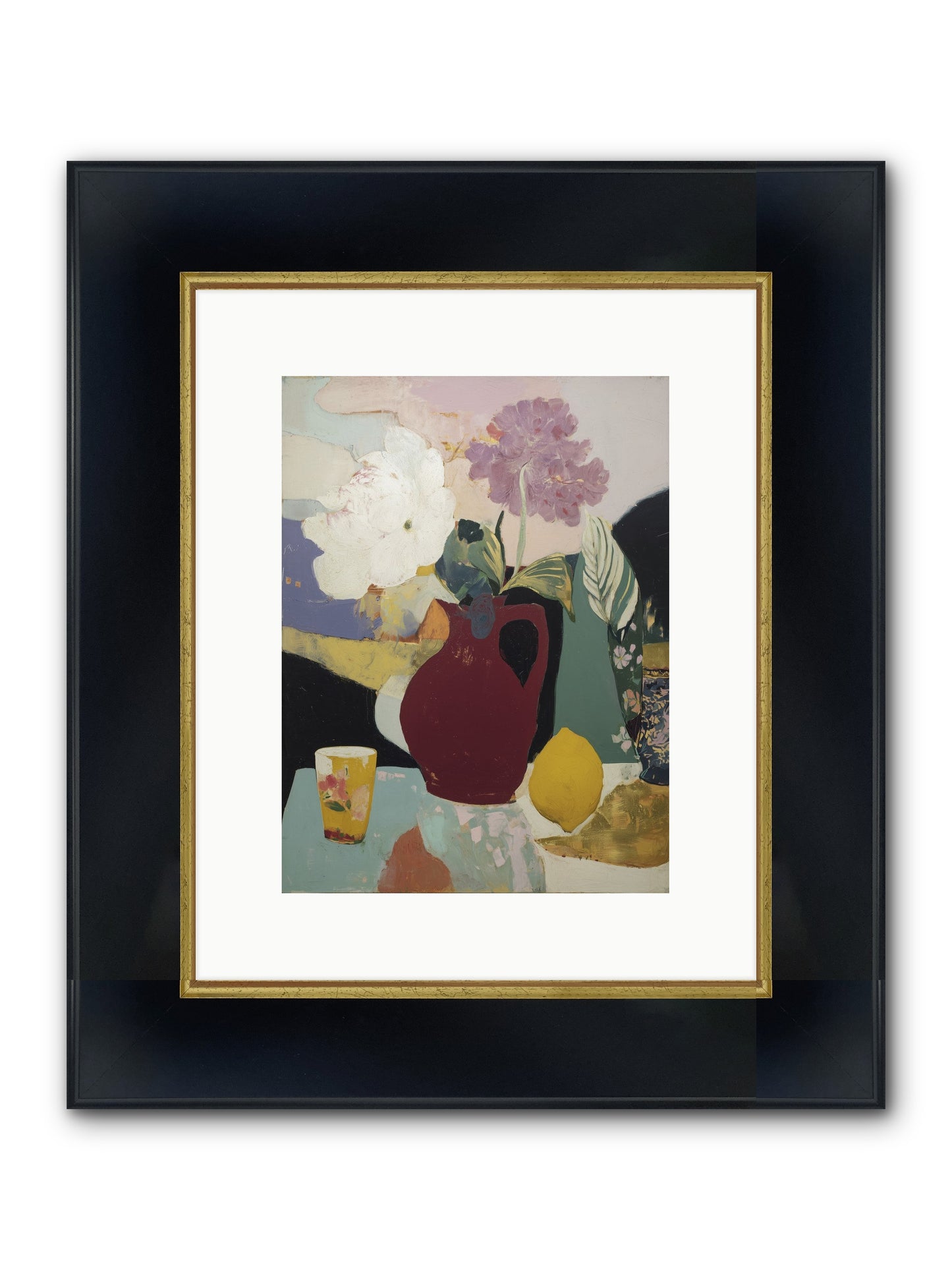 Fruit And Shadow Framed Print - Wide Black w/Gold 9x12