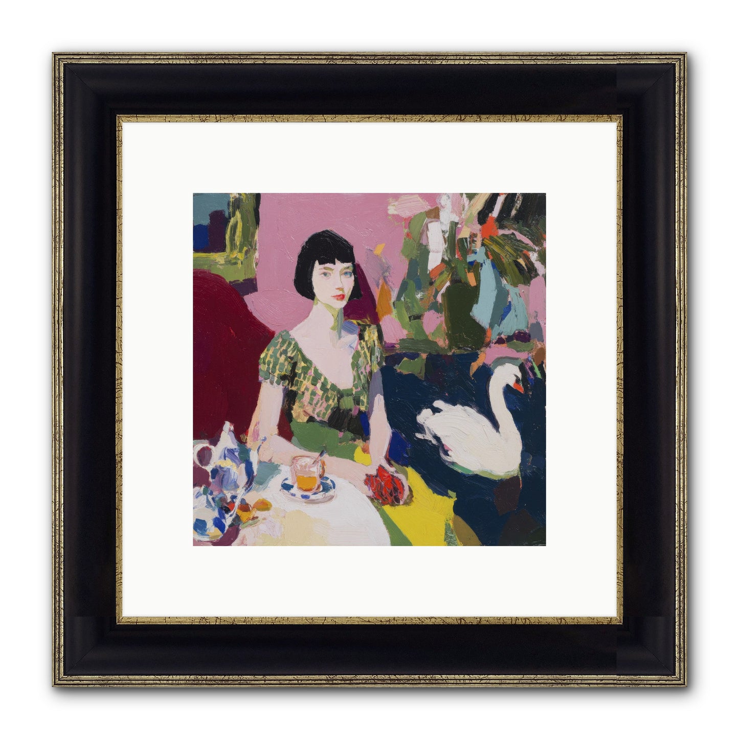 Garden Confidante Framed Print - Black & Gold 10x10