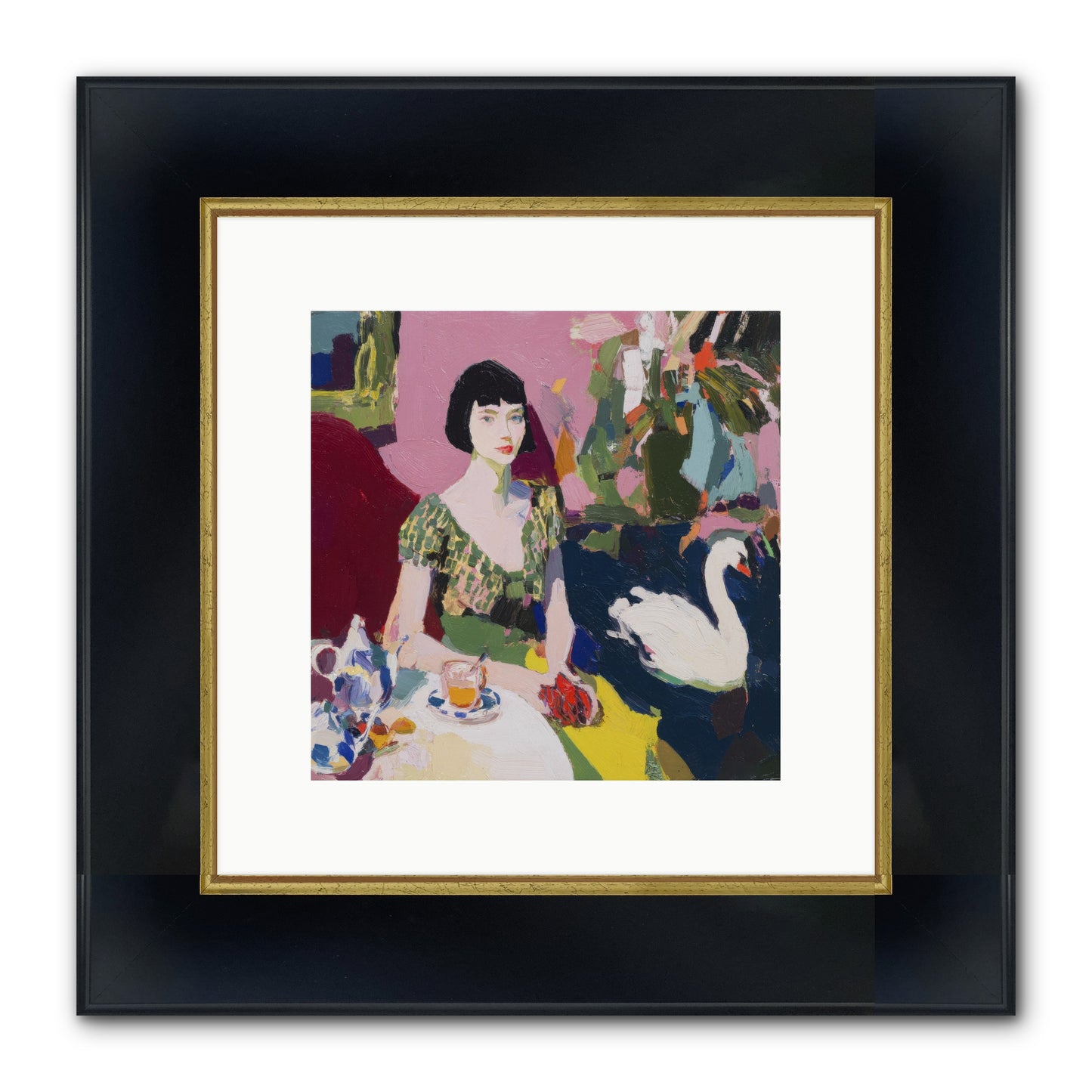 Garden Confidante Framed Print - Wide Black w/Gold 10x10