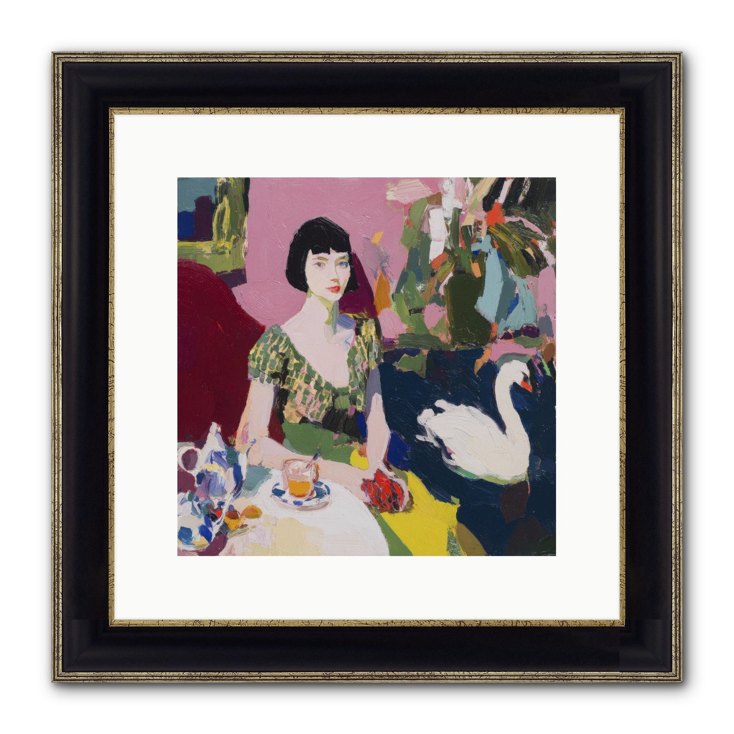 Garden Confidante Framed Print - Black & Gold 12x12