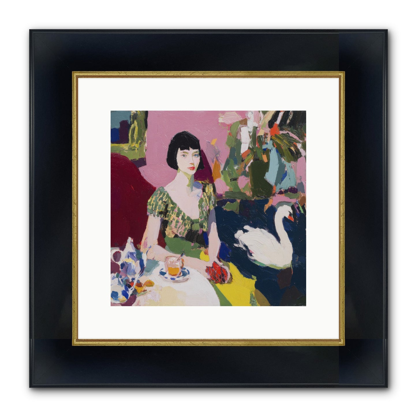 Garden Confidante Framed Print - Wide Black w/Gold 12x12