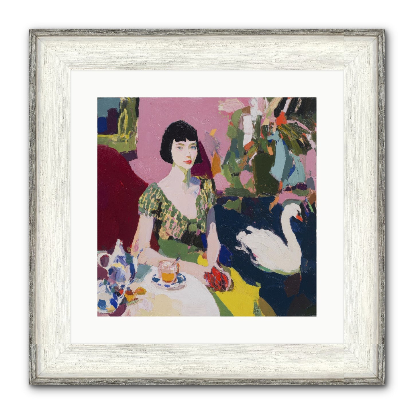 Garden Confidante Framed Print - Driftwood White 16x16